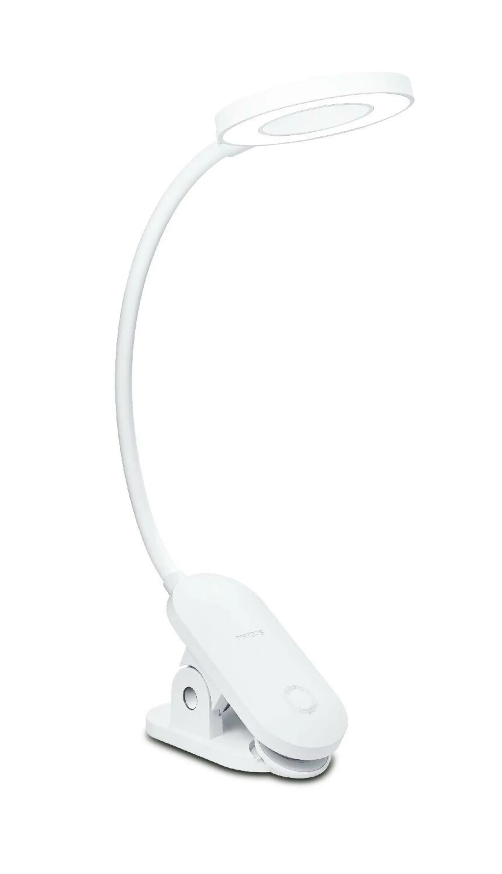 Philips FORYS stolní lampička s klipem LED 5W 200lm 4000K 36cm IP20, bílá