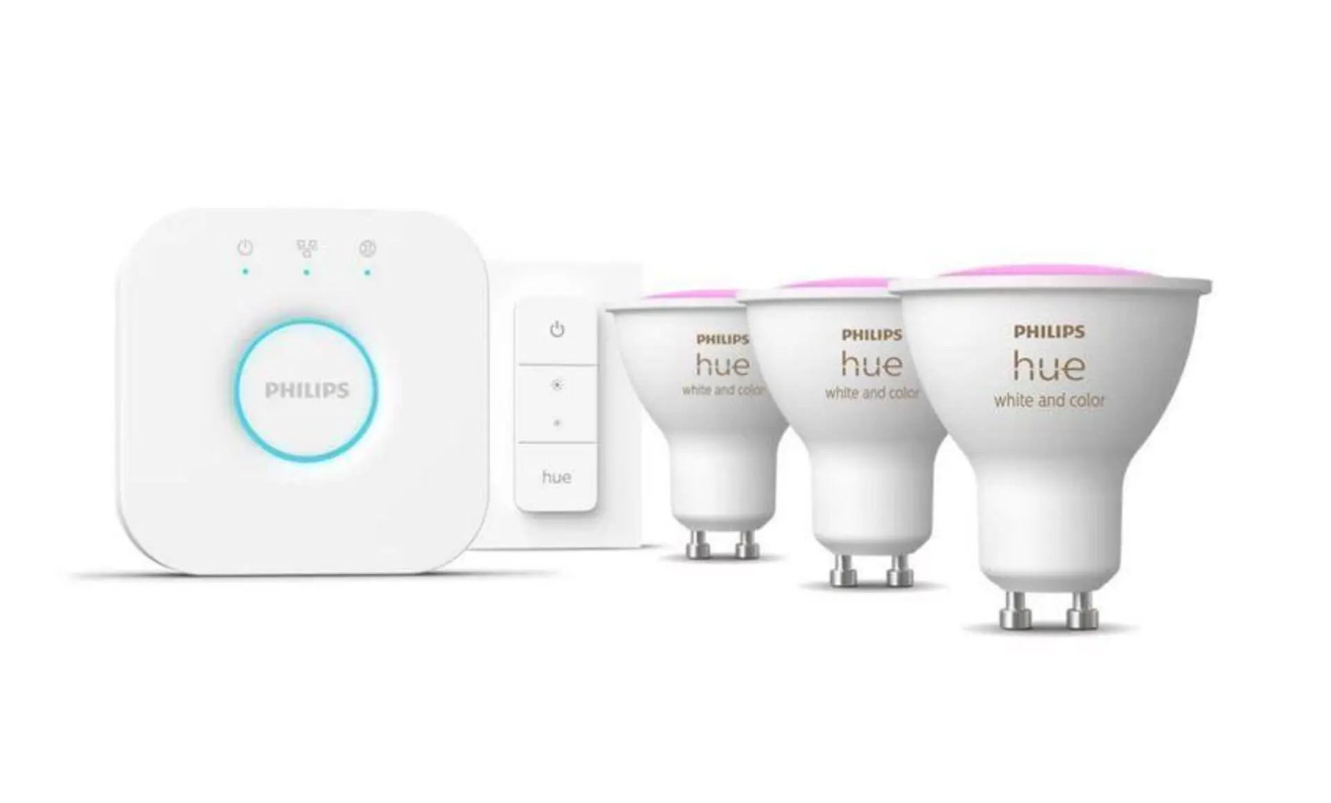 Philips Hue základní set Bridge + 3xLED žárovka WACA GU10 4,2W 400lm 2000-6500K + ovladač