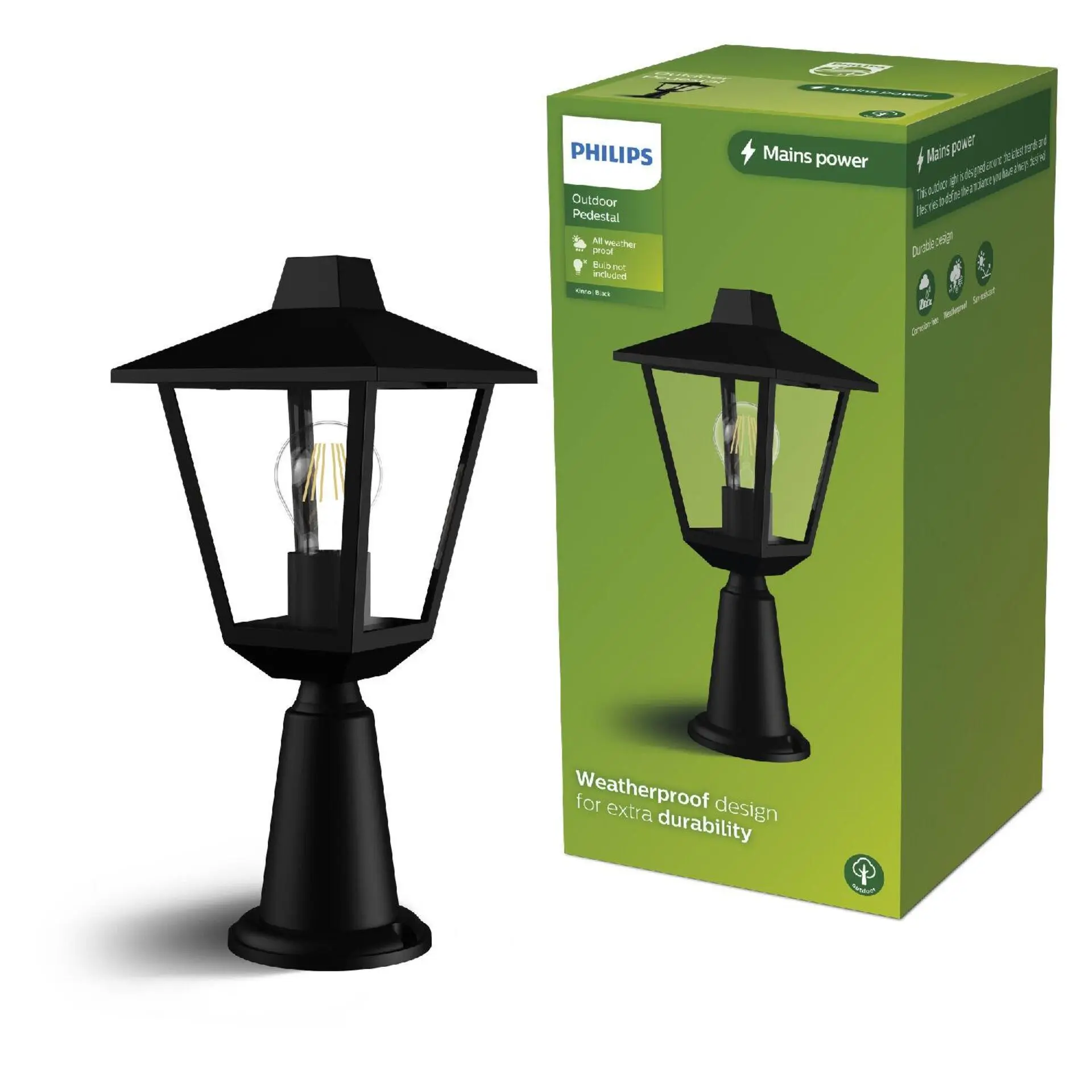 Philips Kinno venkovní sloupkové svítidlo E27 max. 1x25W bez zdroje IP44 38,5cm, černé