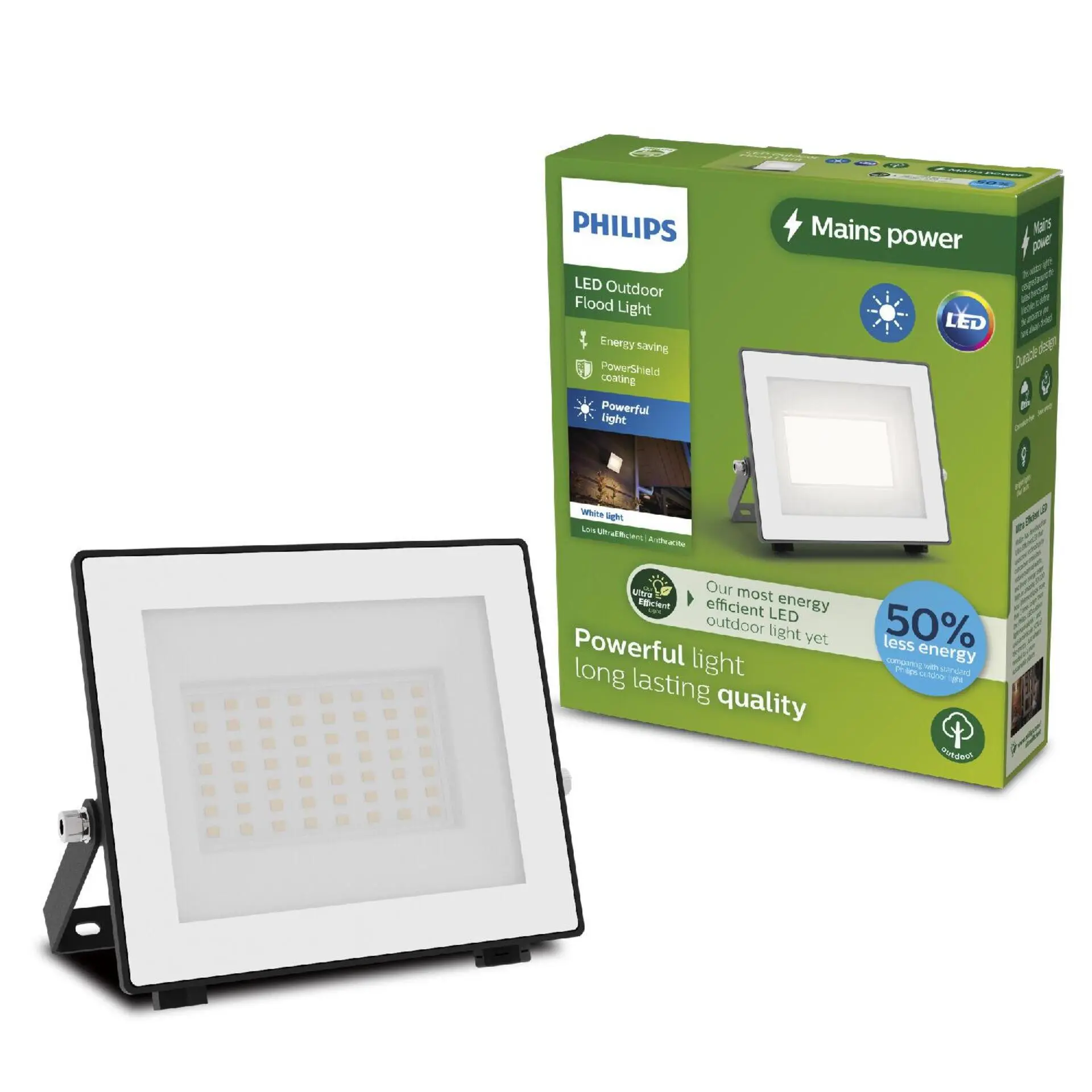 Philips Lois UltraEfficient venkovní LED reflektor Flood Light 14W 2600lm 3000K IP65, antracitový