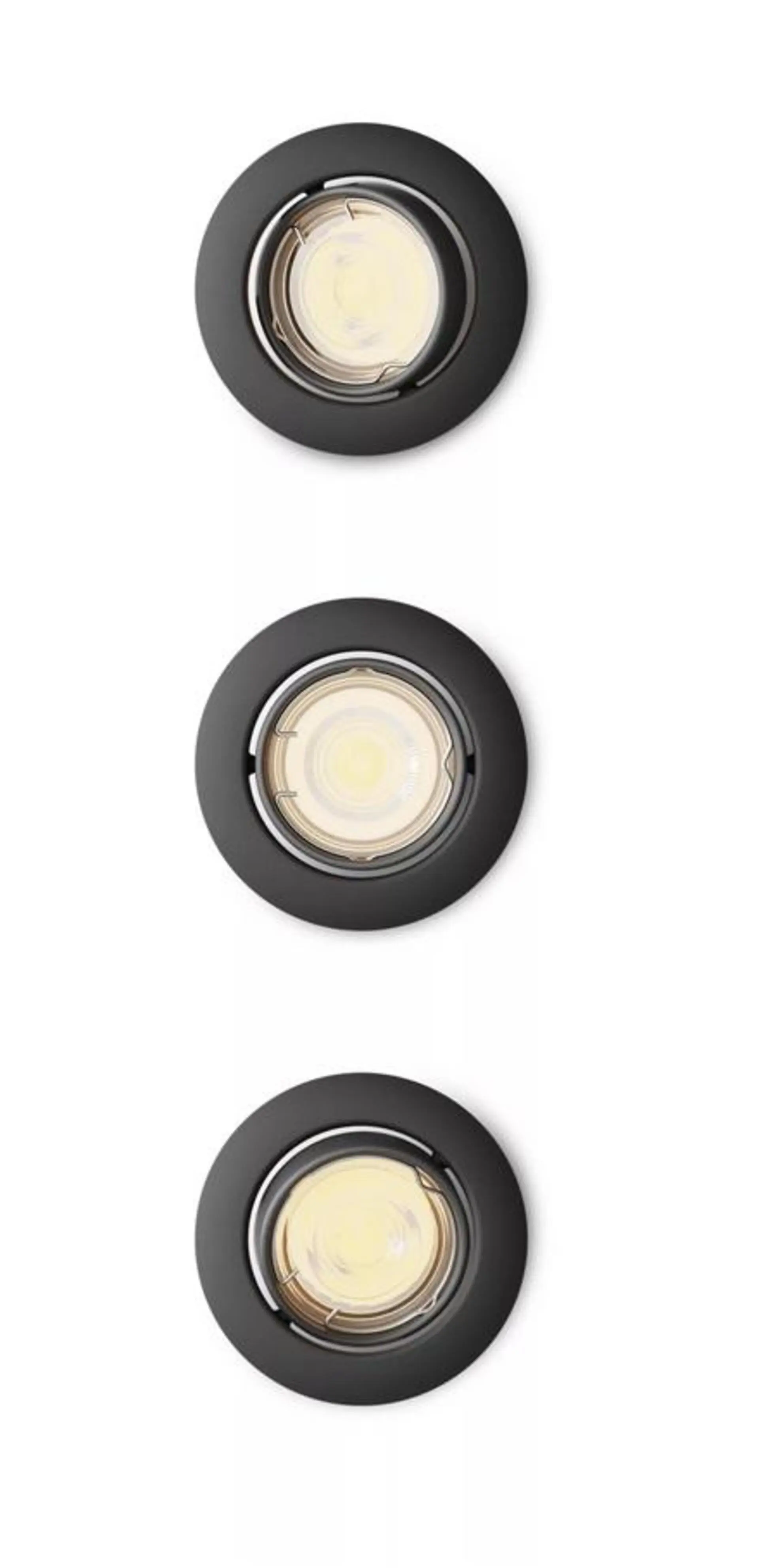 Philips Peridot Rec Kit Rd zapuštěné svítidlo kulaté 7W, AC 220-240, IP20, (3 ks), černá