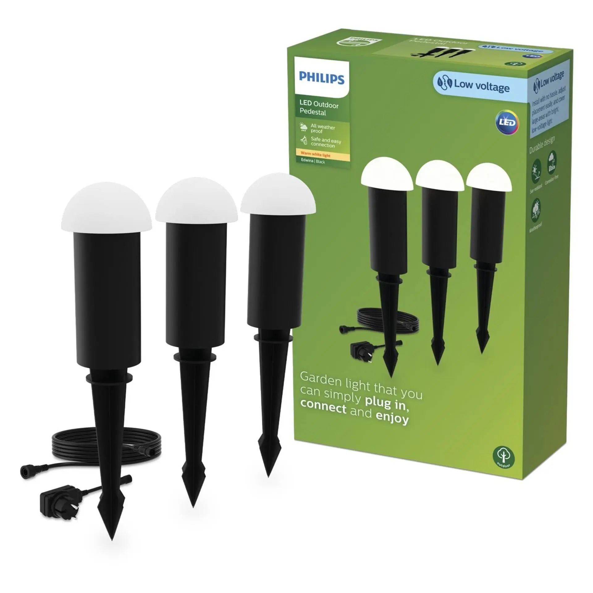 Philips GardenLink Edwina venkovní stojací LED lampa LED 3x1,5W, 2700K, 24V, černá