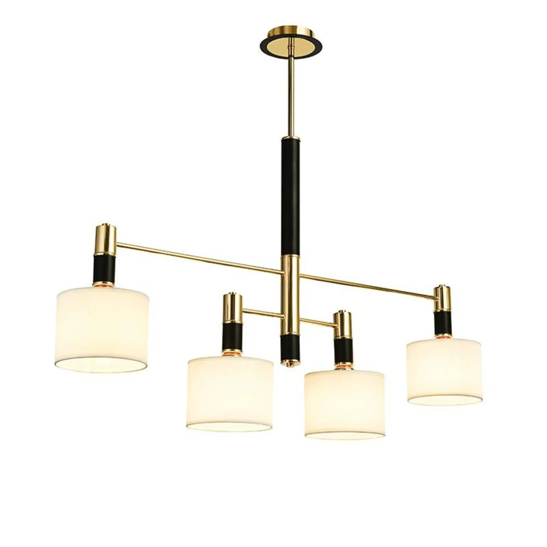 ACA Lighting závěsné svítidlo 4XE14 zlatá/černý kov + bílé stínítko D100XH83CM MIZAR EG224P100BG