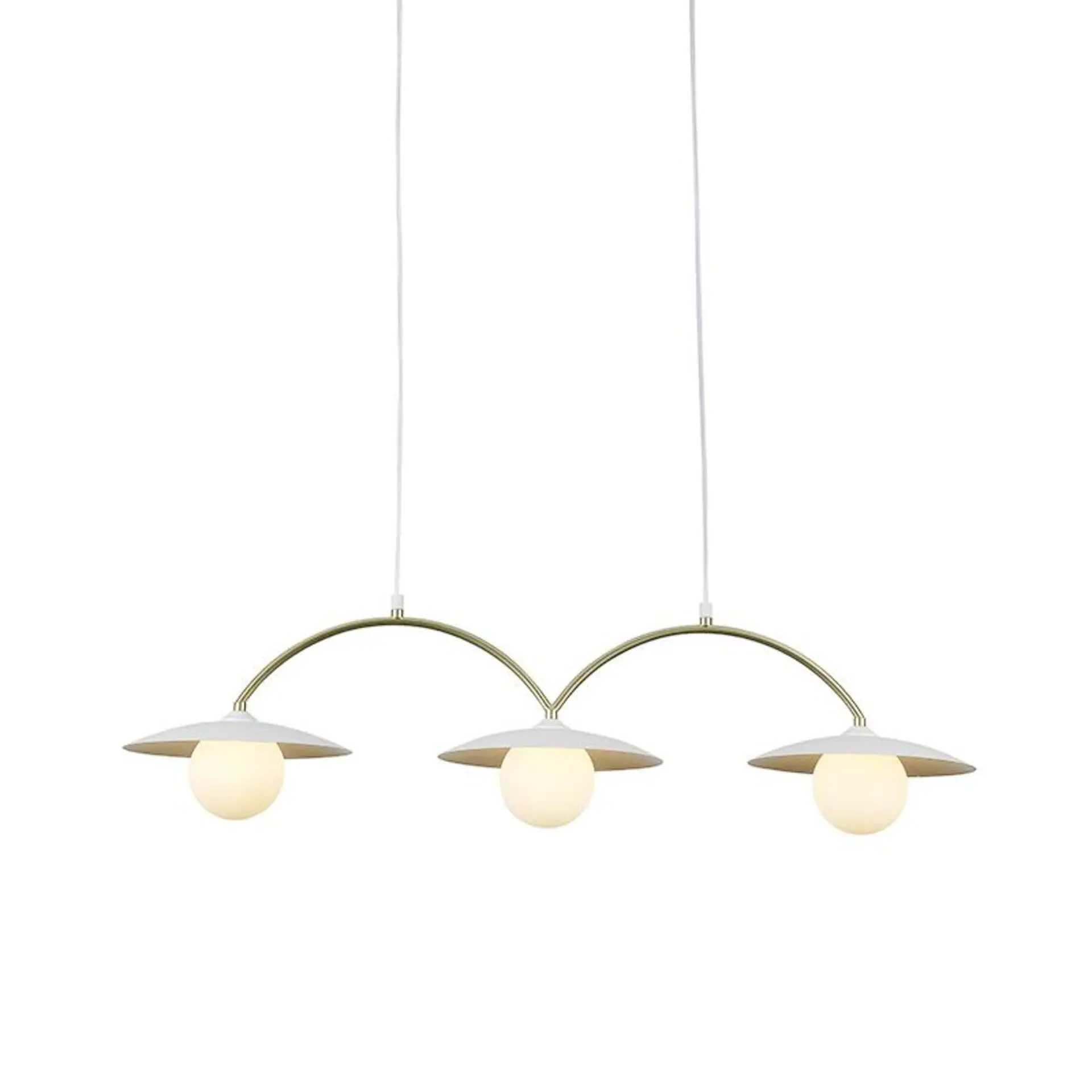 ACA Lighting závěsné svítidlo FLERIA 3xG9 bílá základna a zlatá tyč s akrylovým stínítkem HM235P3