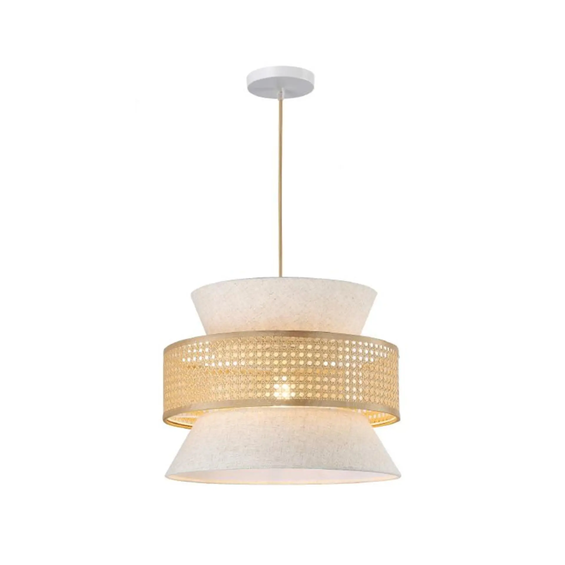 ACA Lighting závěsné svítidlo JAPAN béžové textillní stínídlo IP20 1xE27 LT40PBGW
