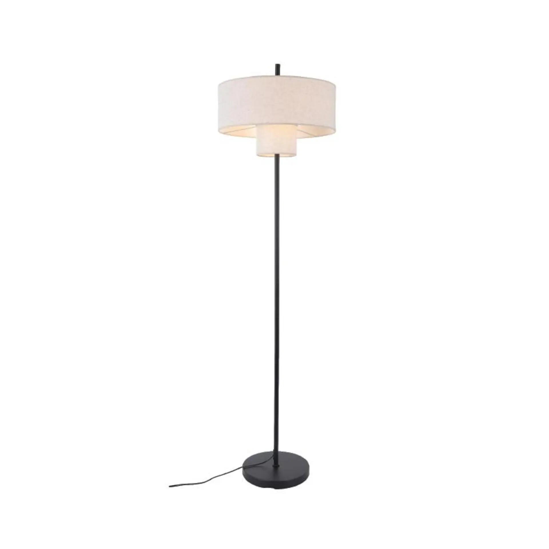 ACA Lighting stojací lampa ANAFI černý kov béžové textilní stínítko 2xE27 MF240323