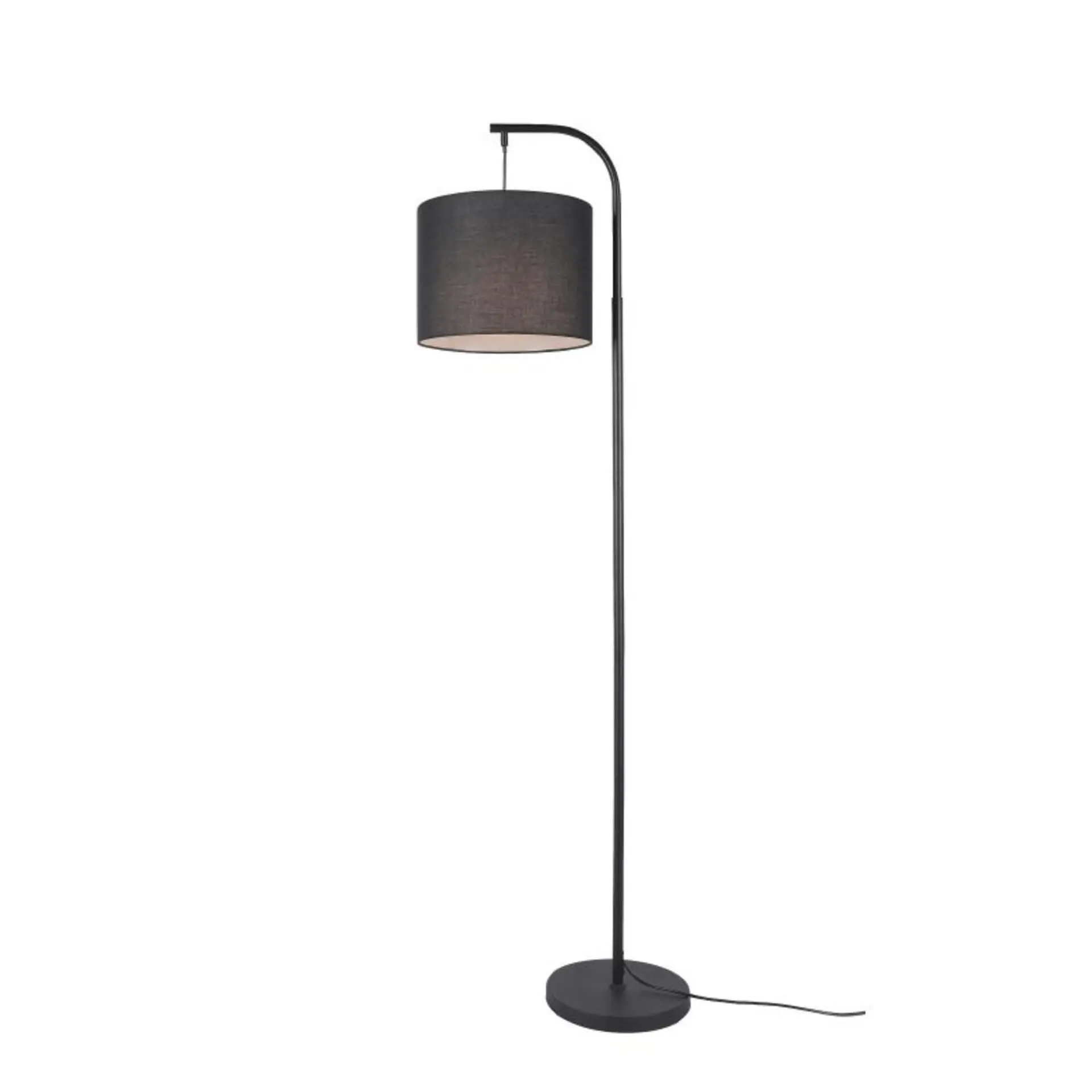 ACA Lighting stojací lampa JOAN černý kov černé textilní stínítko 1xE27 MAX 60W MF240533