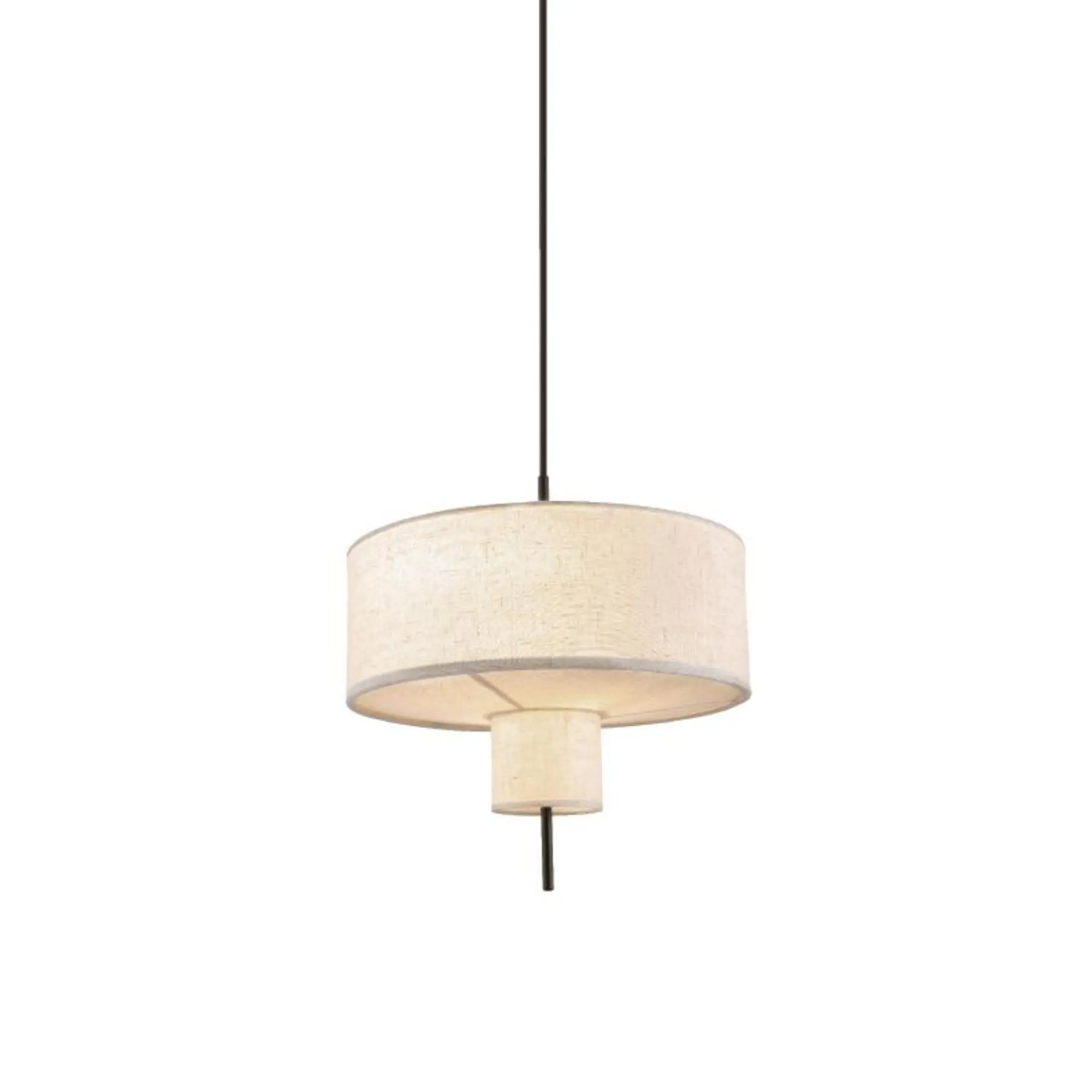 ACA Lighting závěsné svítidlo ANAFI černý kov béžové textilní stínítko 2xE27 MP240323