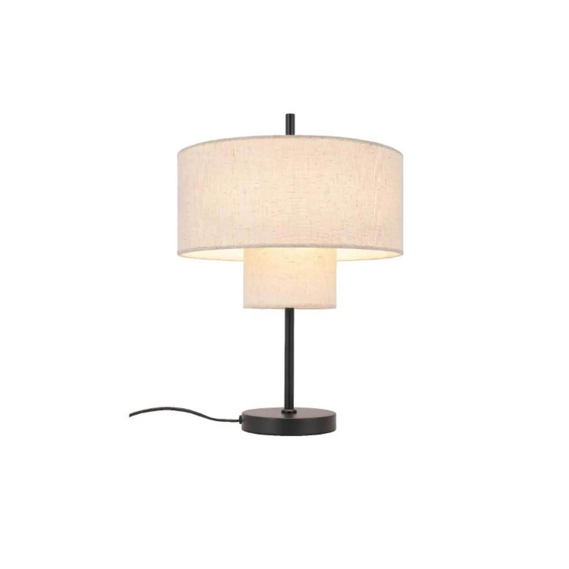 ACA Lighting stolní lampa ANAFI černý kov béžové textilní stínítko 1xE27 MT240323
