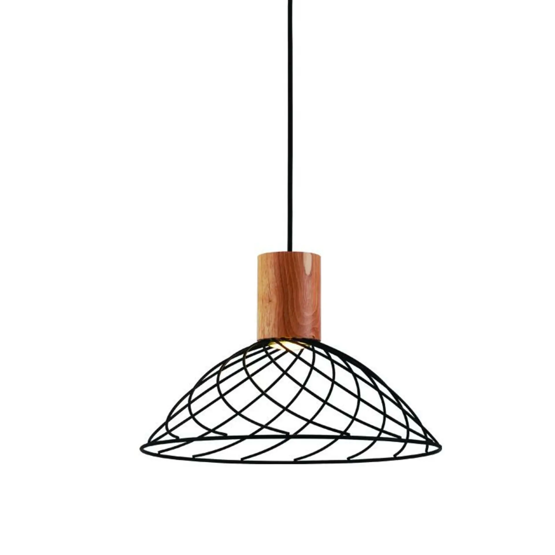 ACA Lighting závěsné svítidlo 1xGU10 TORNADE kov černá + dřevo D35X120CM OD95301PB