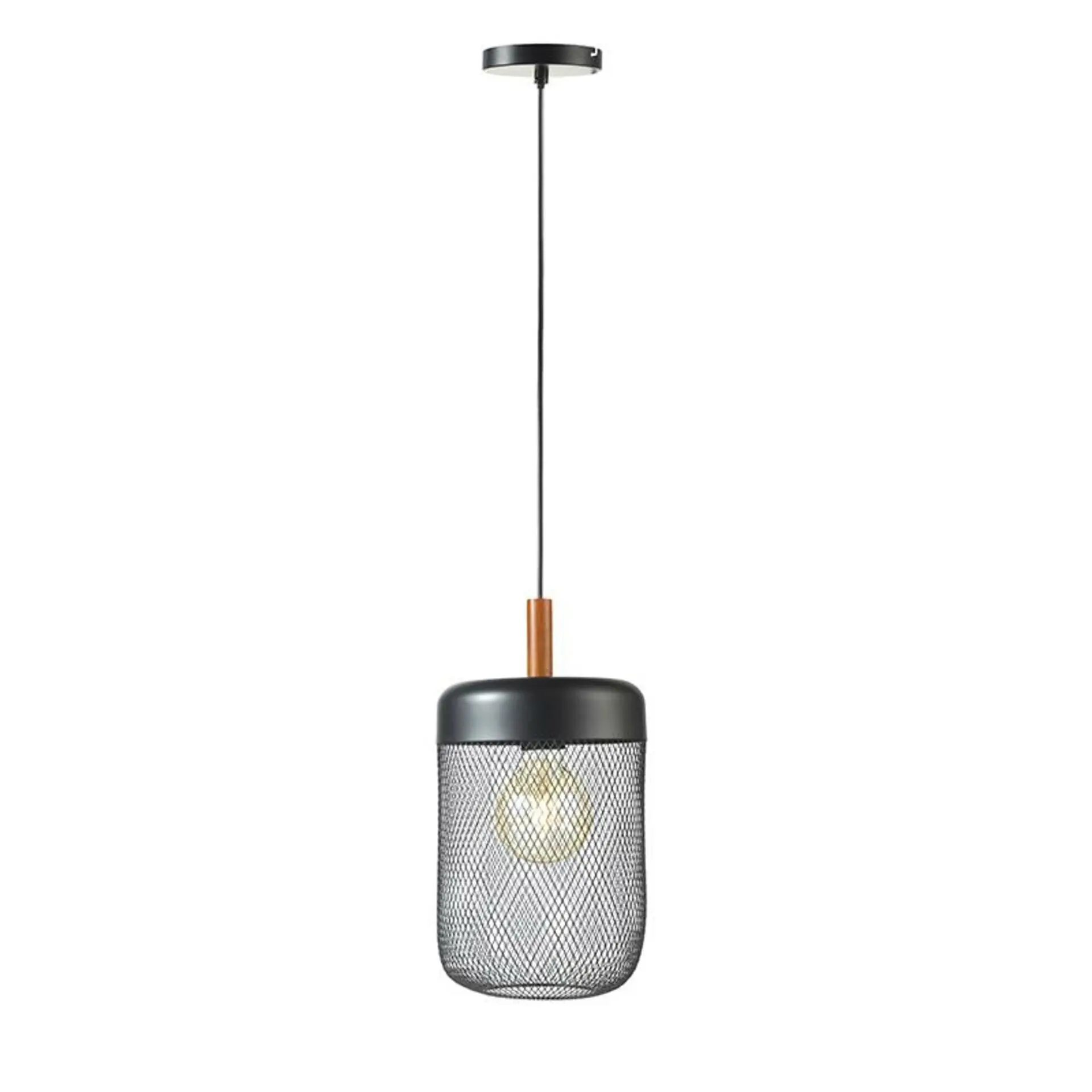 ACA Lighting závěsné svítidlo 1XE27 dřevo+ černá kov D20XH154CM PAROT TF501P20BK