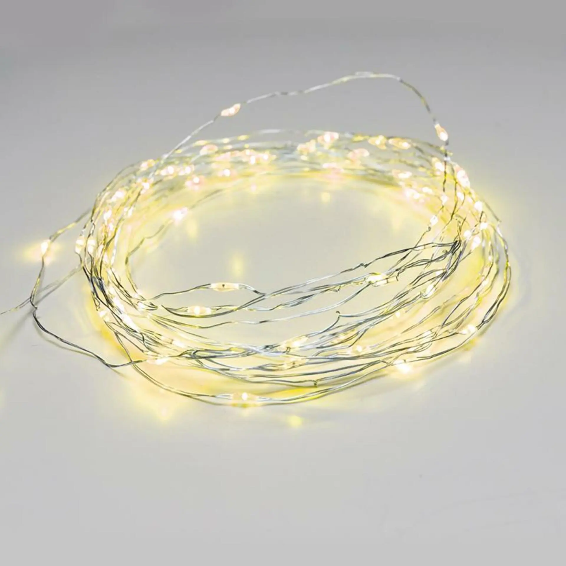 ACA Lighting 100 LED dekorační řetěz žlutá stříbrný měďený kabel 220-240V + 8 funkcí IP44 10m+3m 1.8W X01100712