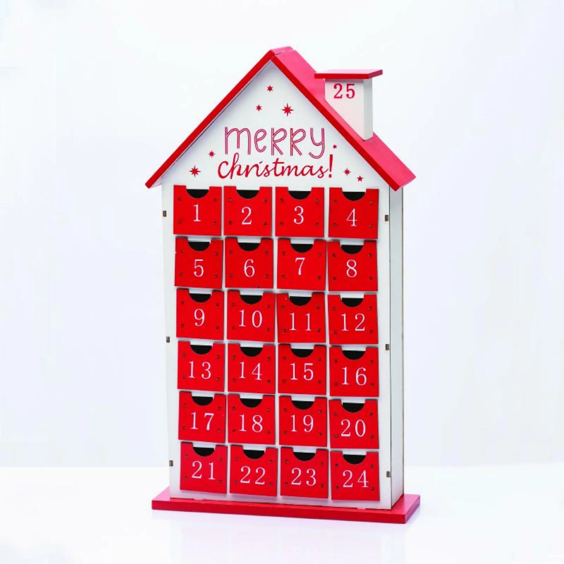 ACA Lighting Vánoční dřevená dekorace adventní kalendář s přihrádkami 24x7,5x42,5cm X0542124