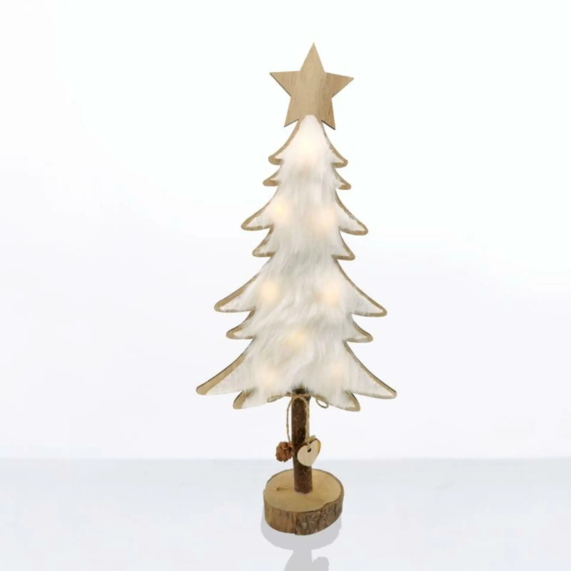 ACA Lighting dřevěná dekorace stromek s hvězdou bílá 8 MINI LED na baterie (2xAA), WW, IP20, 17.5X7X35cm X06811219