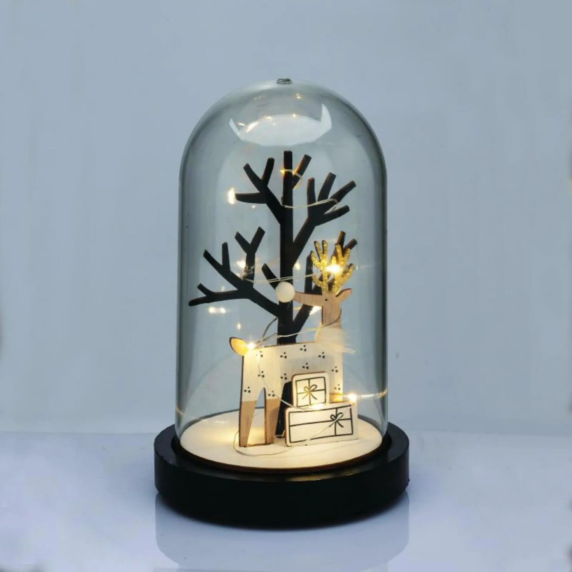 ACA Lighting Vánoční dekorace dřevěný jelen s plastovým krytem a stromem 8 MINI LED teplá bílá na baterie 2xAAA 11x19cm X06811263