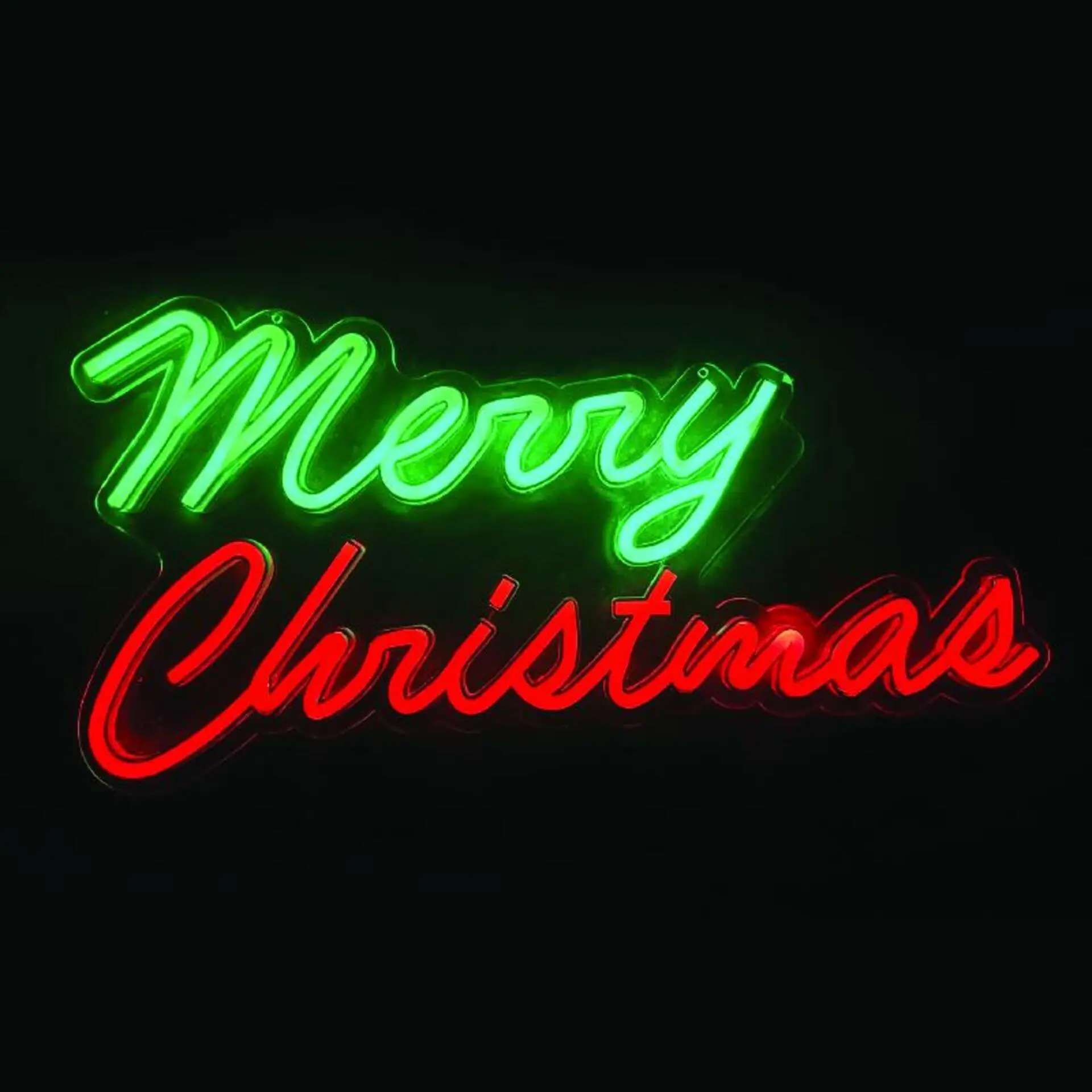 ACA Lighting neonová nástěnná dekorace MERRY CHRISTMAS LED zelená+červená IP20 50x25cm 3m kabel 230V X082714519