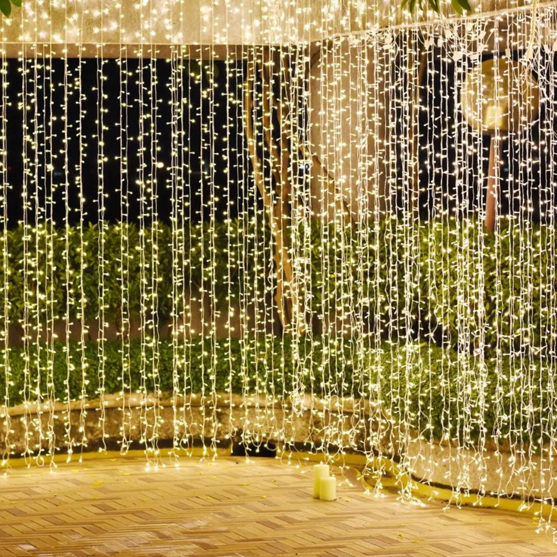 ACA Lighting Vánoční osvětlení 360 LED záclona s efekty teplá bílá vč. napájení IP44 200x200cm zelený kabel X08360114