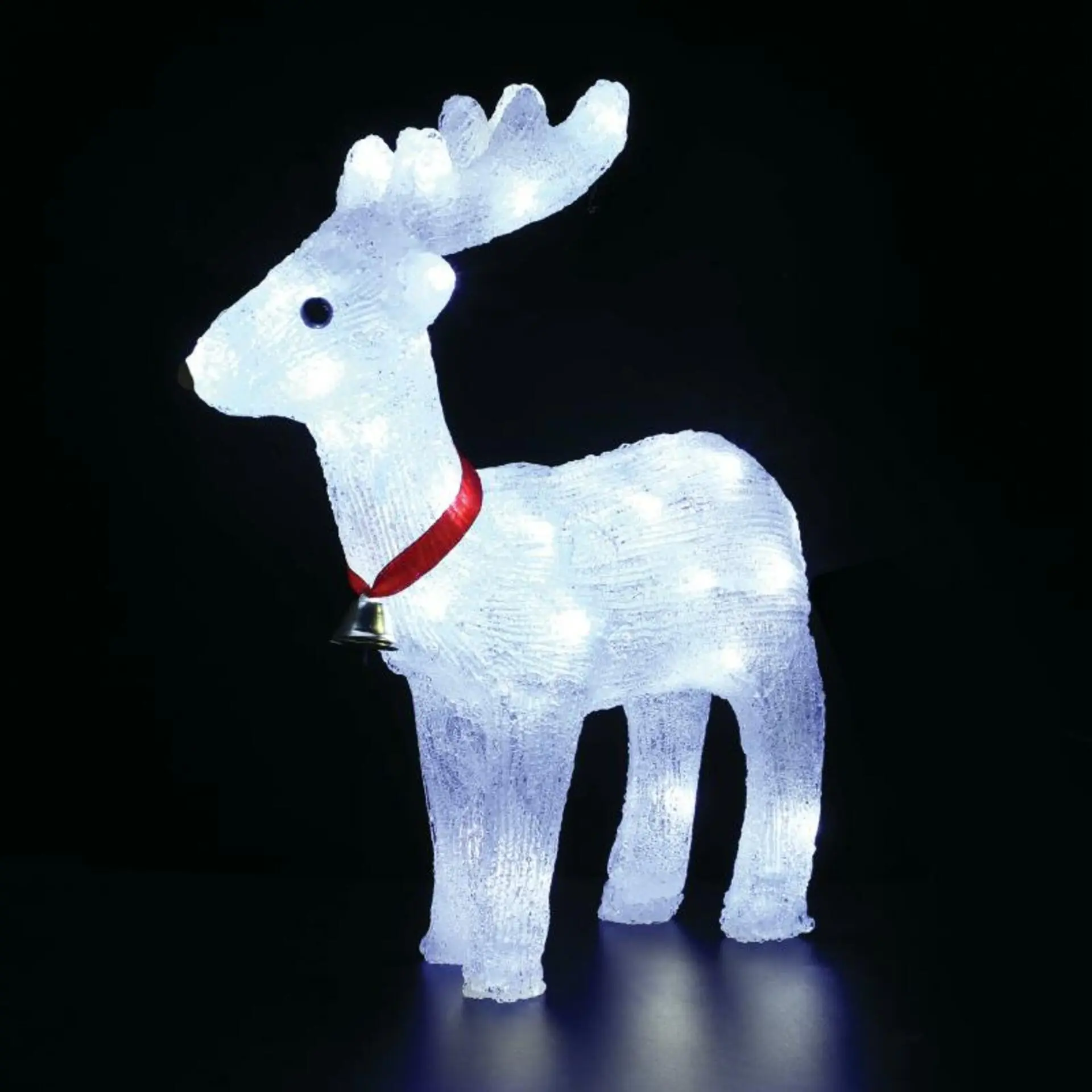 ACA Lighting Vánoční dekorace akrylový stojící sob se stuhou 40 LED studená bílá IP44 31x13,5x33cm 5m napájecí kabel X0840224