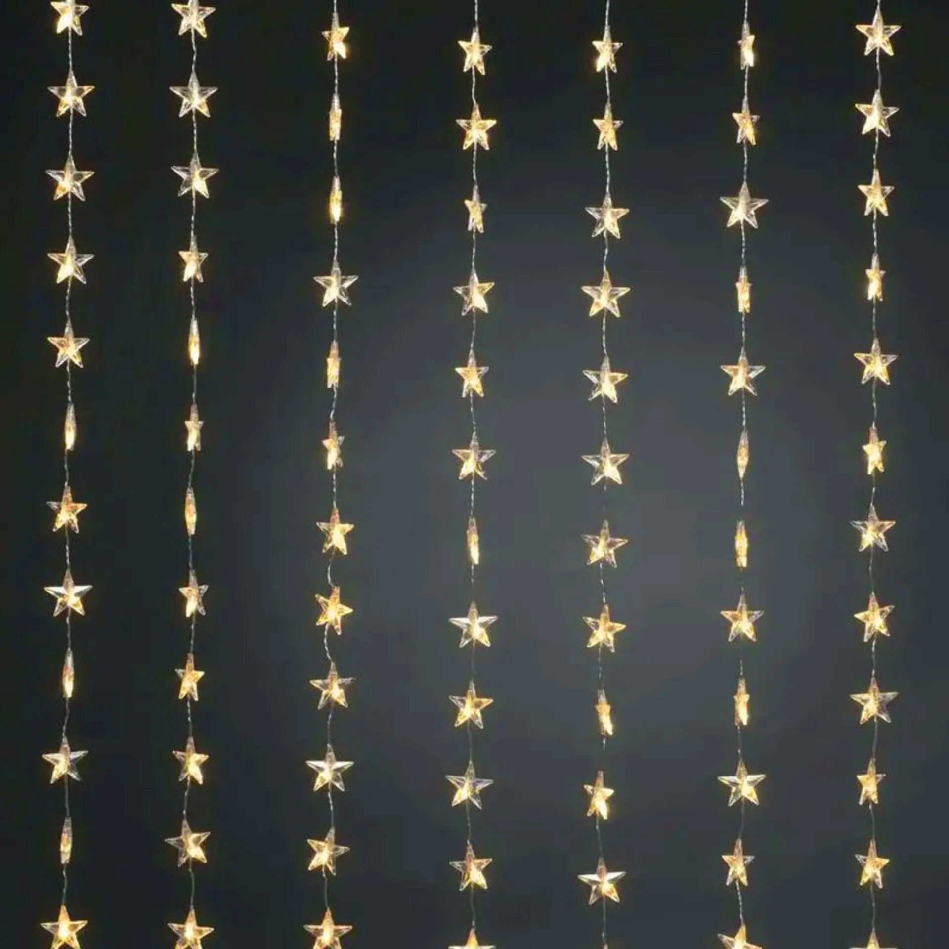 ACA Lighting Vánoční osvětlení 48 LED záclona hvězdy 120x120cm teplá bílá vč. napájení prodloužitelné + 8 programů IP44 5m napájení čirý kabel X0848122