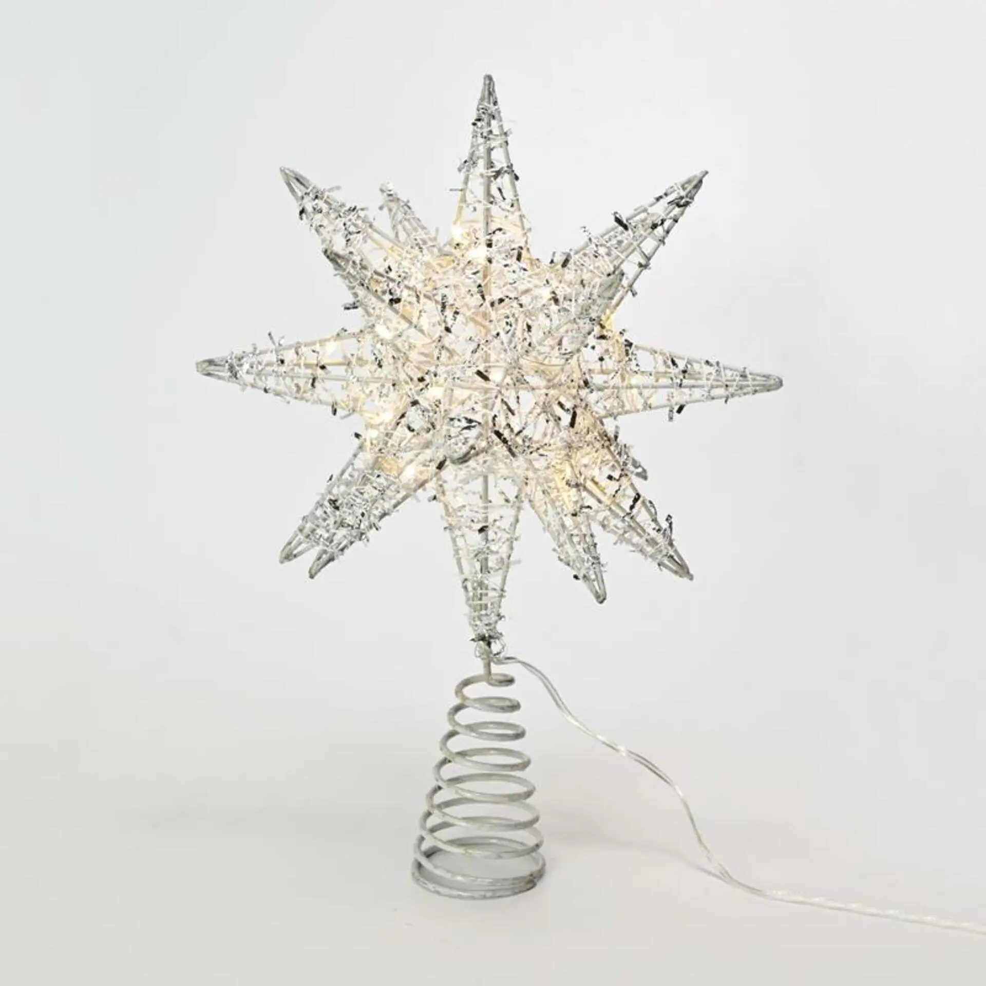 ACA Lighting stříbrná hvězda na stromeček 20 MINI WW LED na baterie 3xAA, IP20 28x5x20cm X112011282