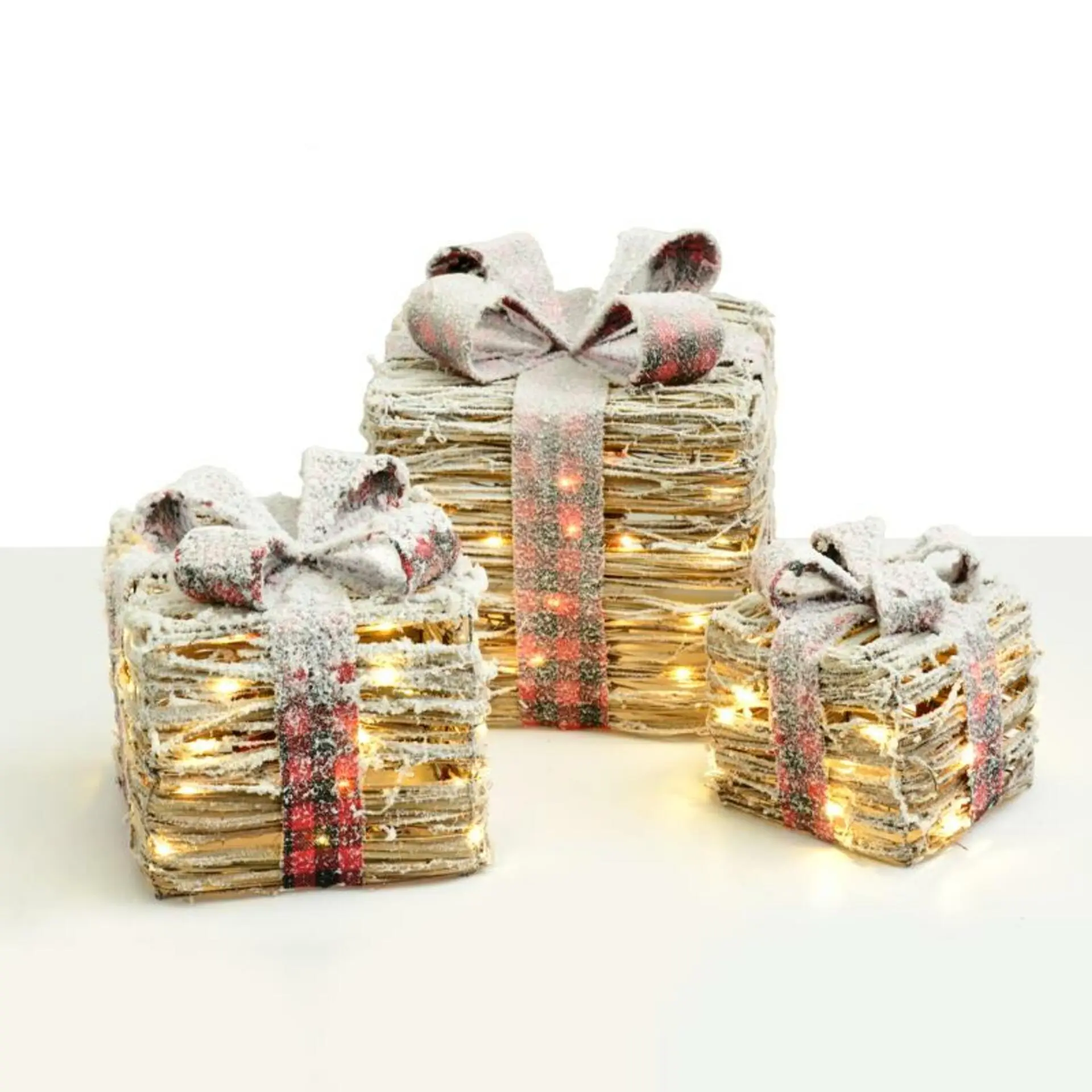 ACA Lighting ratanová sada dárkové balíčky, 20+30+40 WW mini LED na baterie 3xAA IP20 18,24,30cm X1190112