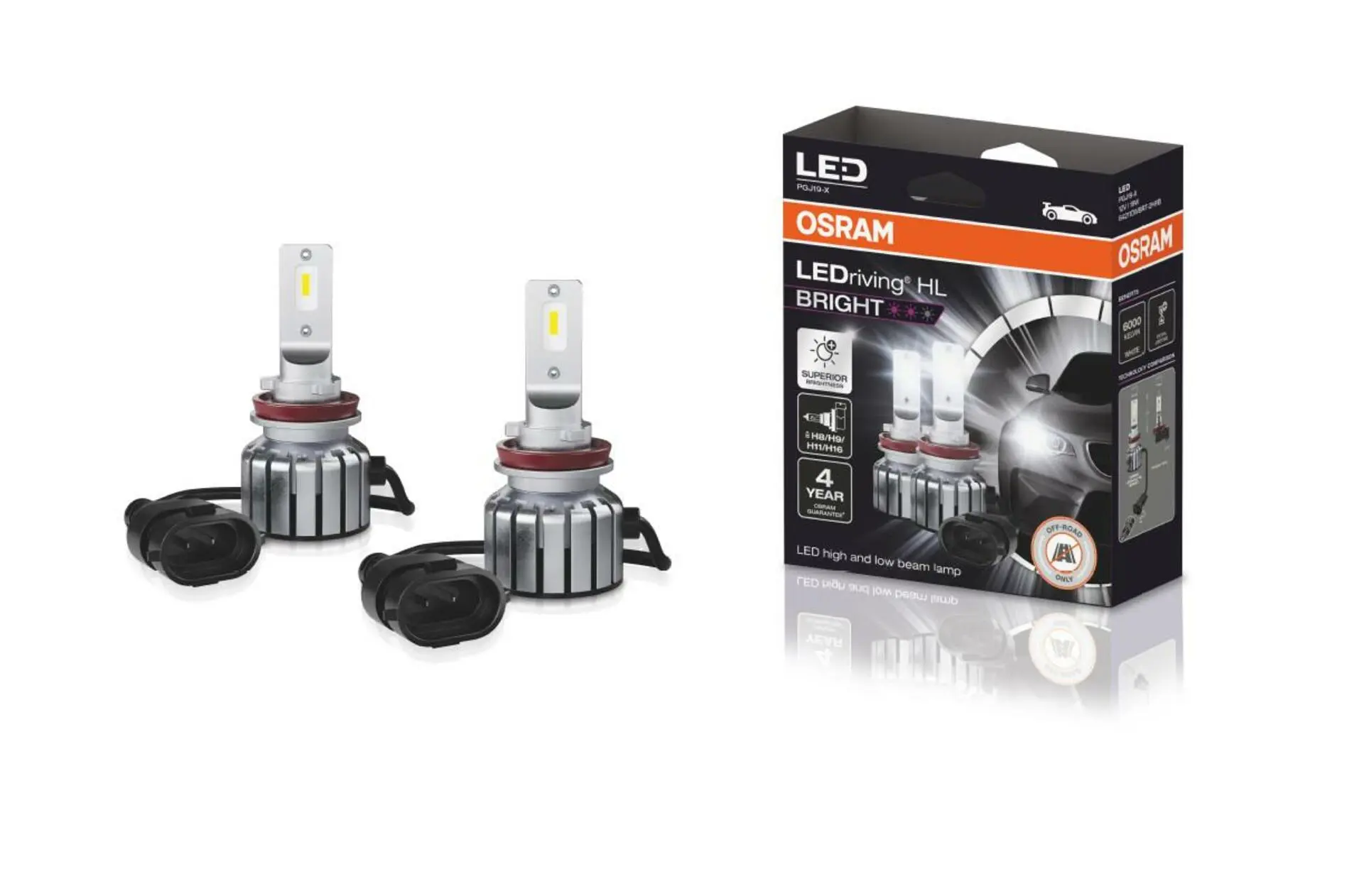 OSRAM Osram LEDriving offroad HL BRIGHT H8/H11/H16/H9 64211DWBRT-2HFB PGJ19-X +300% 6000K 19W 2ks