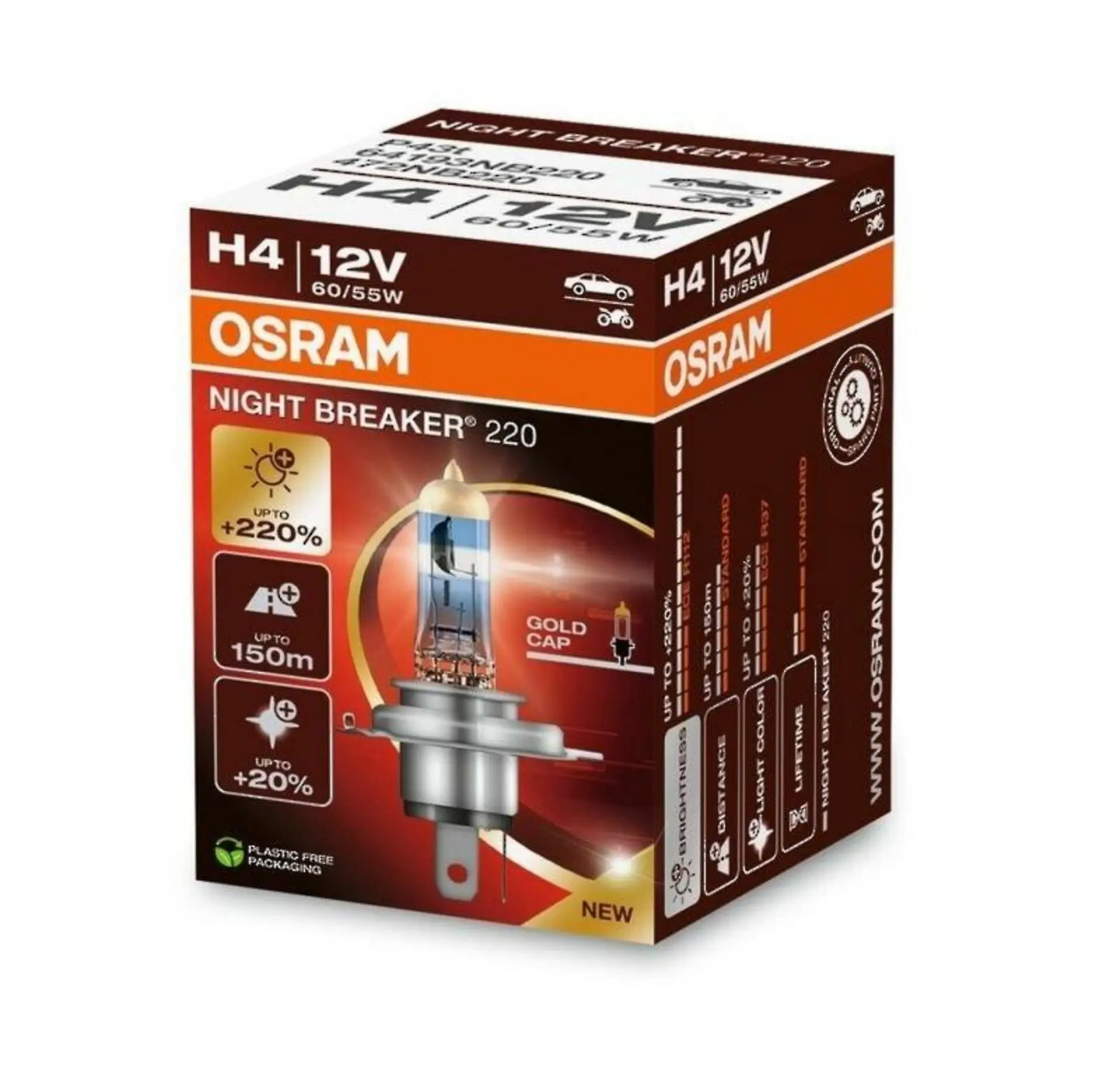 Night Breaker 220 H4 13.2V 60/55W OSRAM 64193NB220 64193NB220
