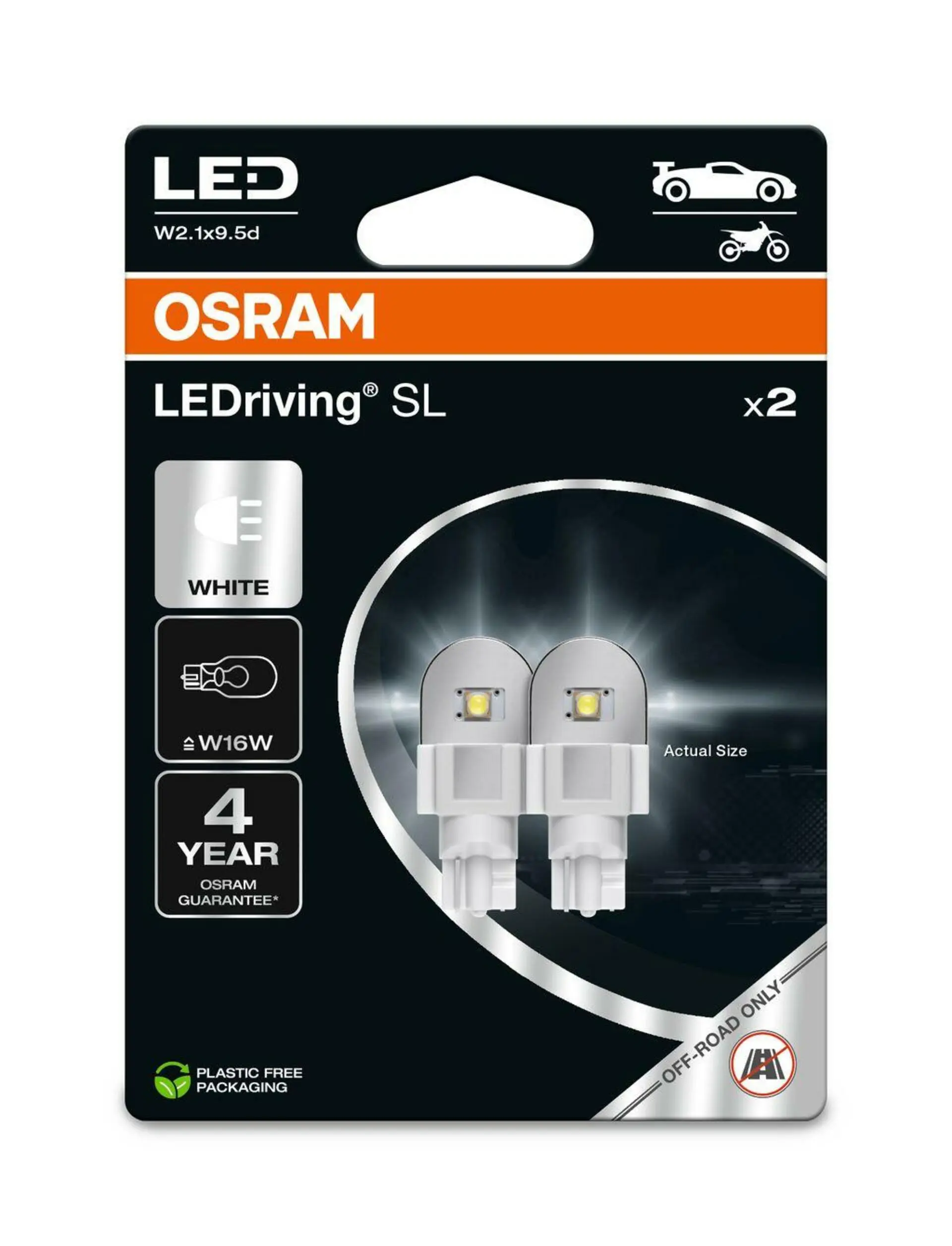 OSRAM LED W16W 12V 2W (16W) W2.1x9.5d LedRiving Cool White 6000K 2ks blistr 921DWP-2BL