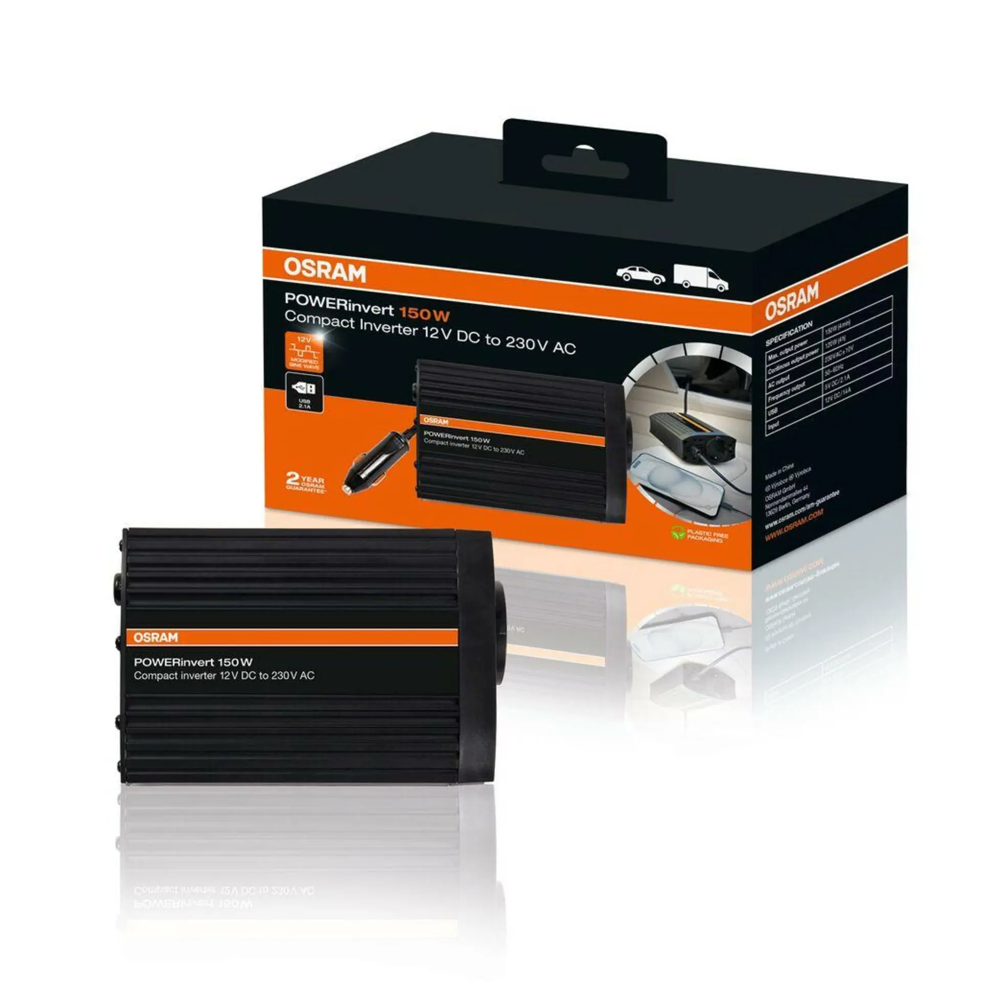 OSRAM POWERinvert měnič napětí 12V DC na 230V 150W 1ks OEINVU150