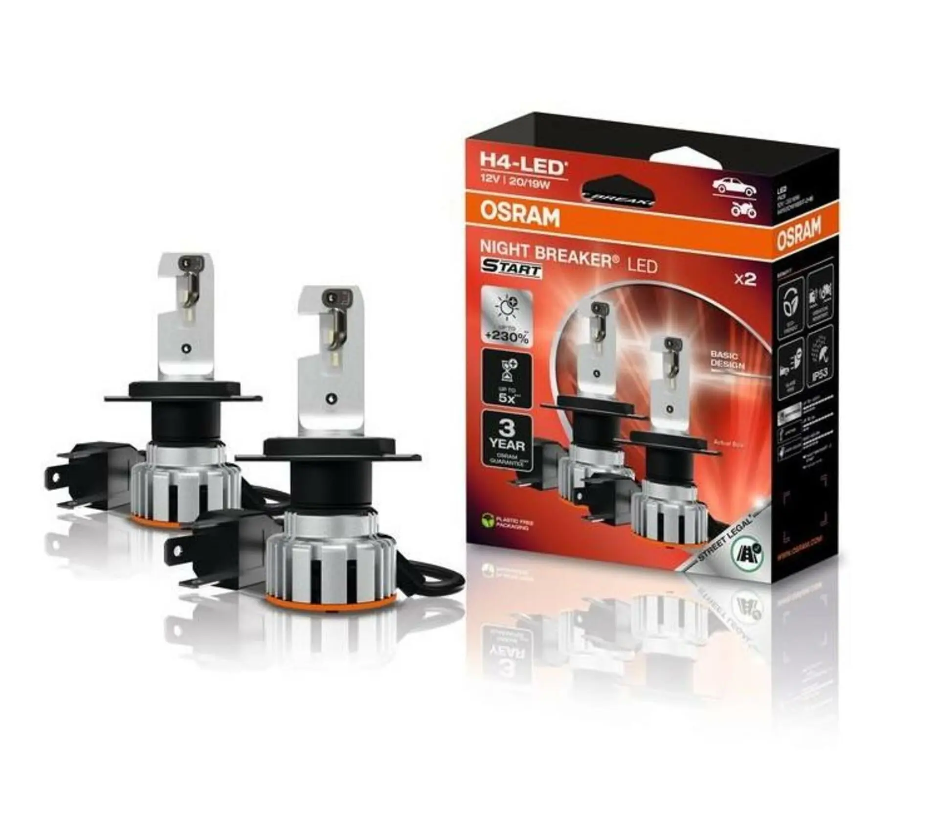 OSRAM H4 NIGHT BREAKER LED START 230% s homologací LED 2ks 64193DWNBST-2HB