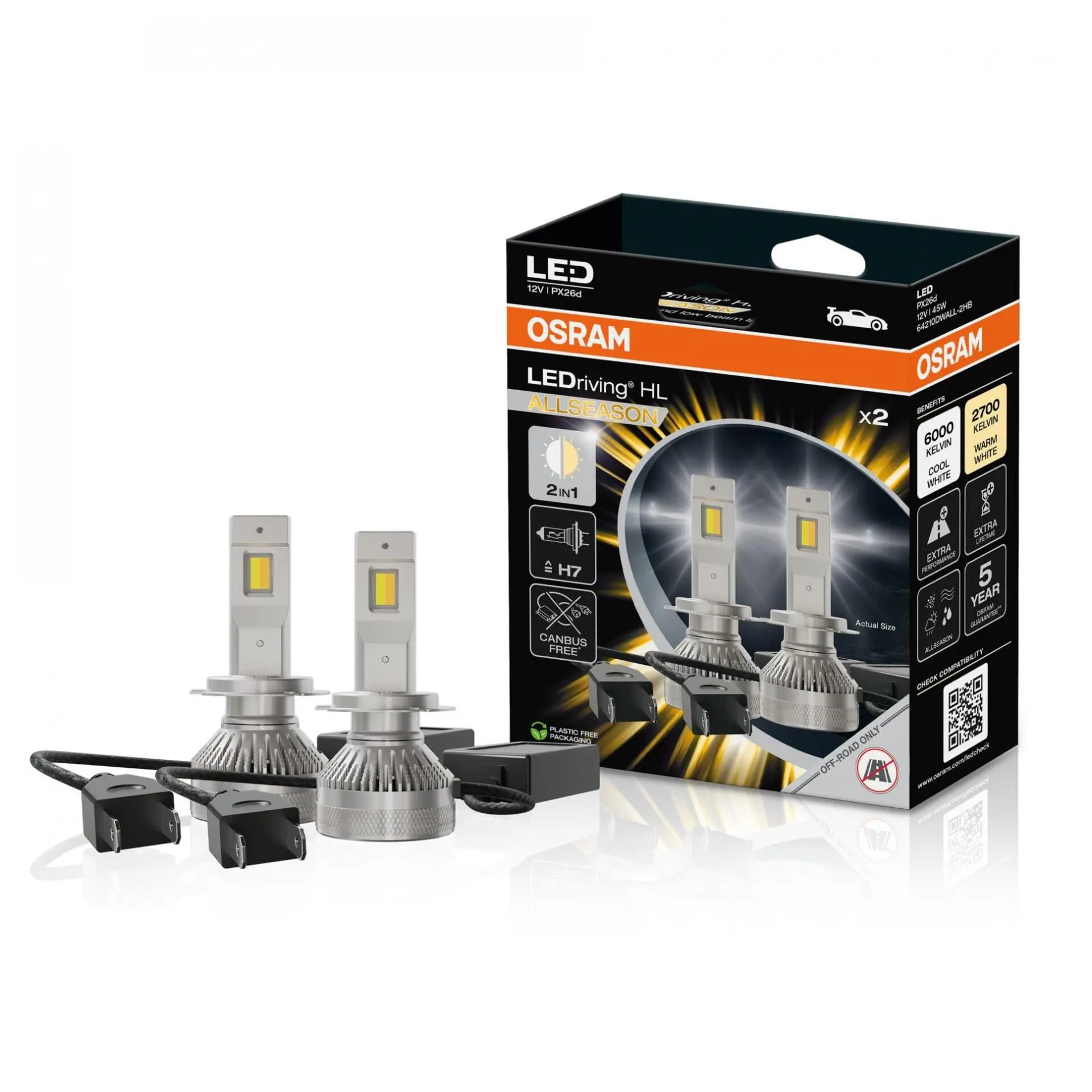 OSRAM LEDriving HL H7 45W ALLSEASON 6000/2700K 2ks 64210DWALL-2HB