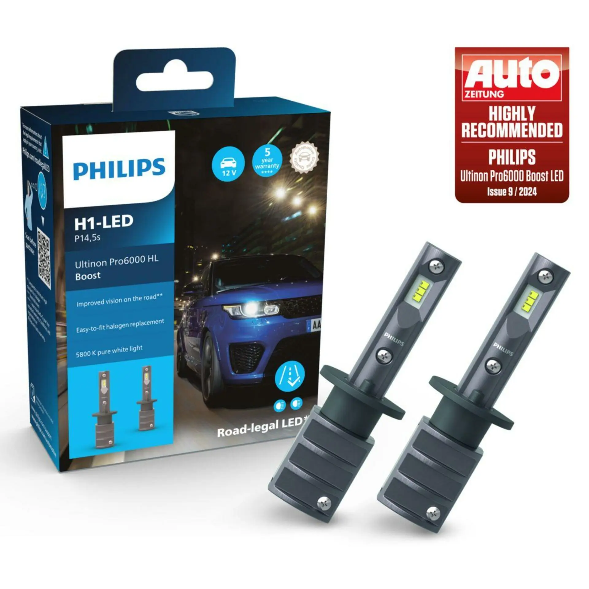 Philips H1 12V 13W Ultinon Pro6000 Boost 5800K +300% homologace 2ks 11258U60BX2