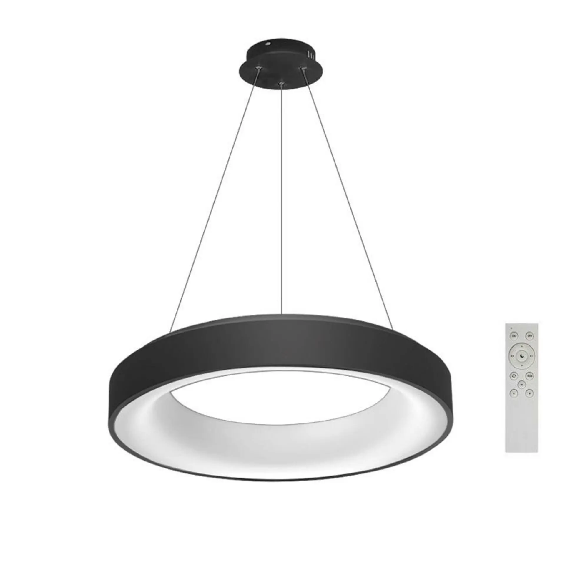 LED Závěsné svítidlo AZzardo Sovana Pendant 55 CCT black Dimm AZ2728 50W 2750lm 3000K-6500K IP20 55cm stmívatelné černé