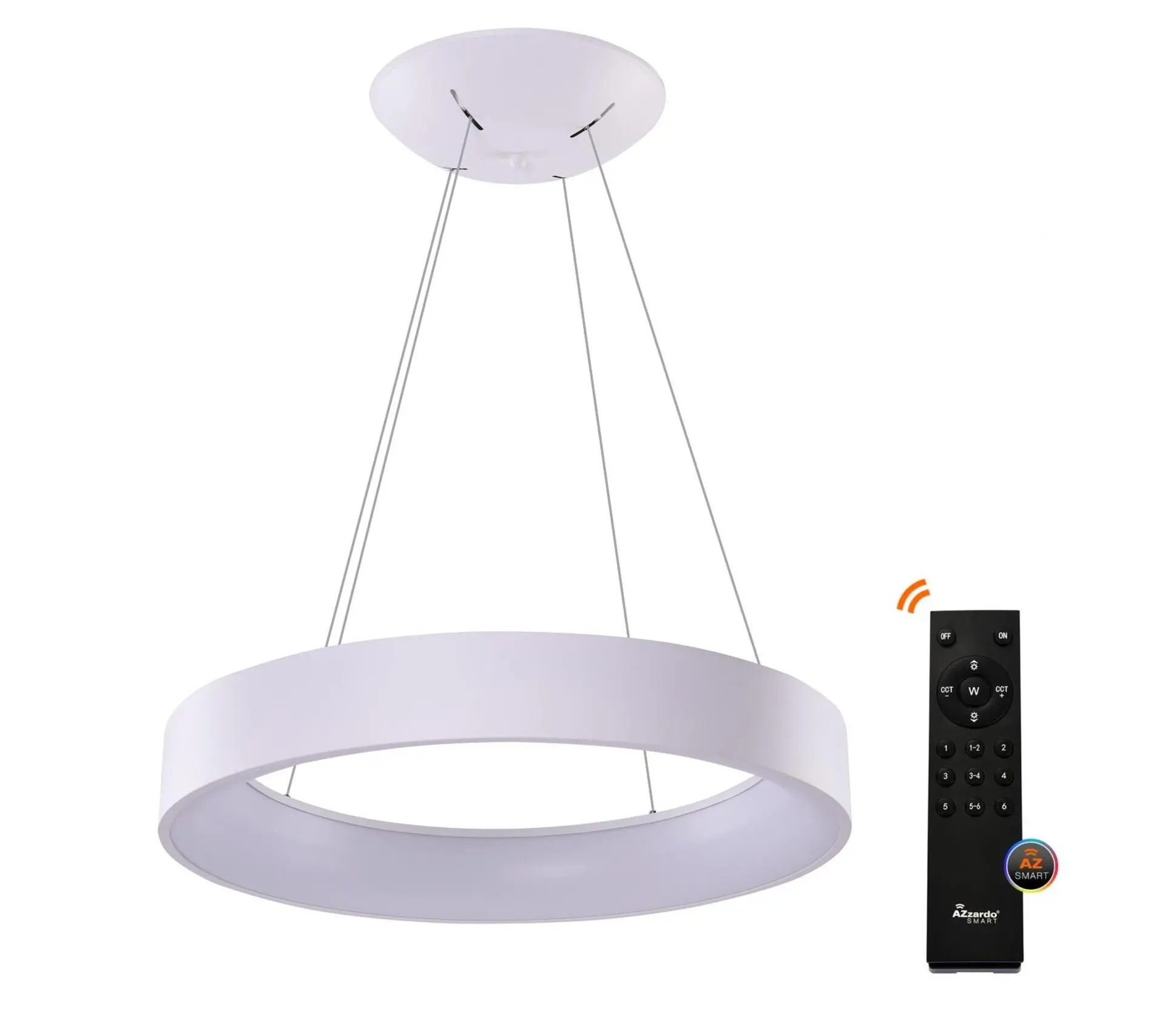 AZzardo Solvent R SMART závěsné svítidlo LED 64W 3017lm 3000-6000K 80cm kulaté IP20, bílé + ovladač