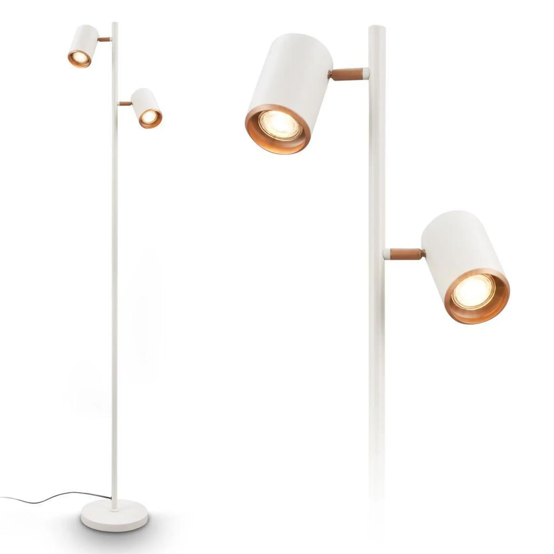 BRILONER Era stojanová lampa - vypínač, nastavitelná, GU10 patice, 2-ramenná, světlešedá/kávová 1758024