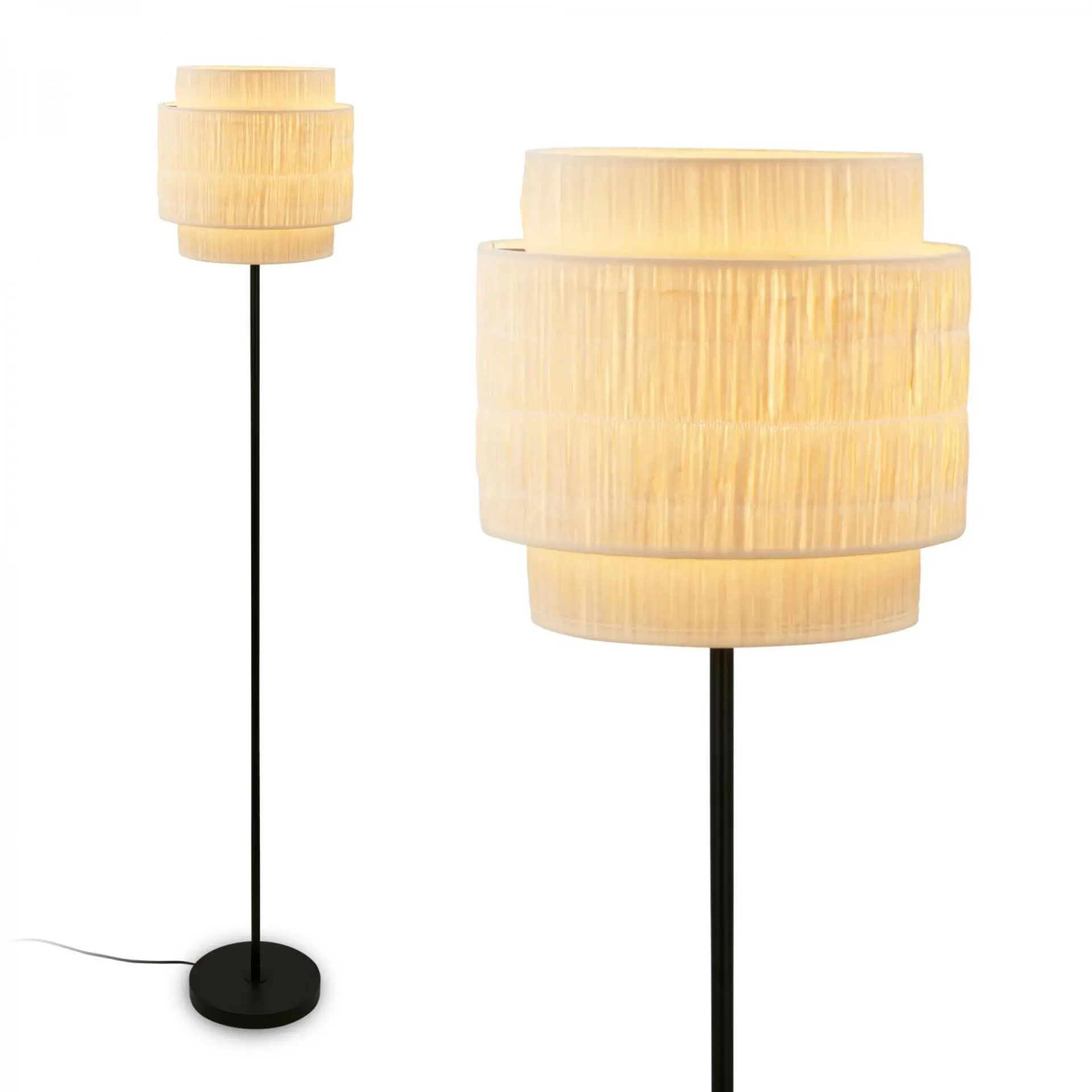 BRILONER Papper stojanová lampa, stínidlo z přírodních vláken, nožní vypínač, přírodní 1851014