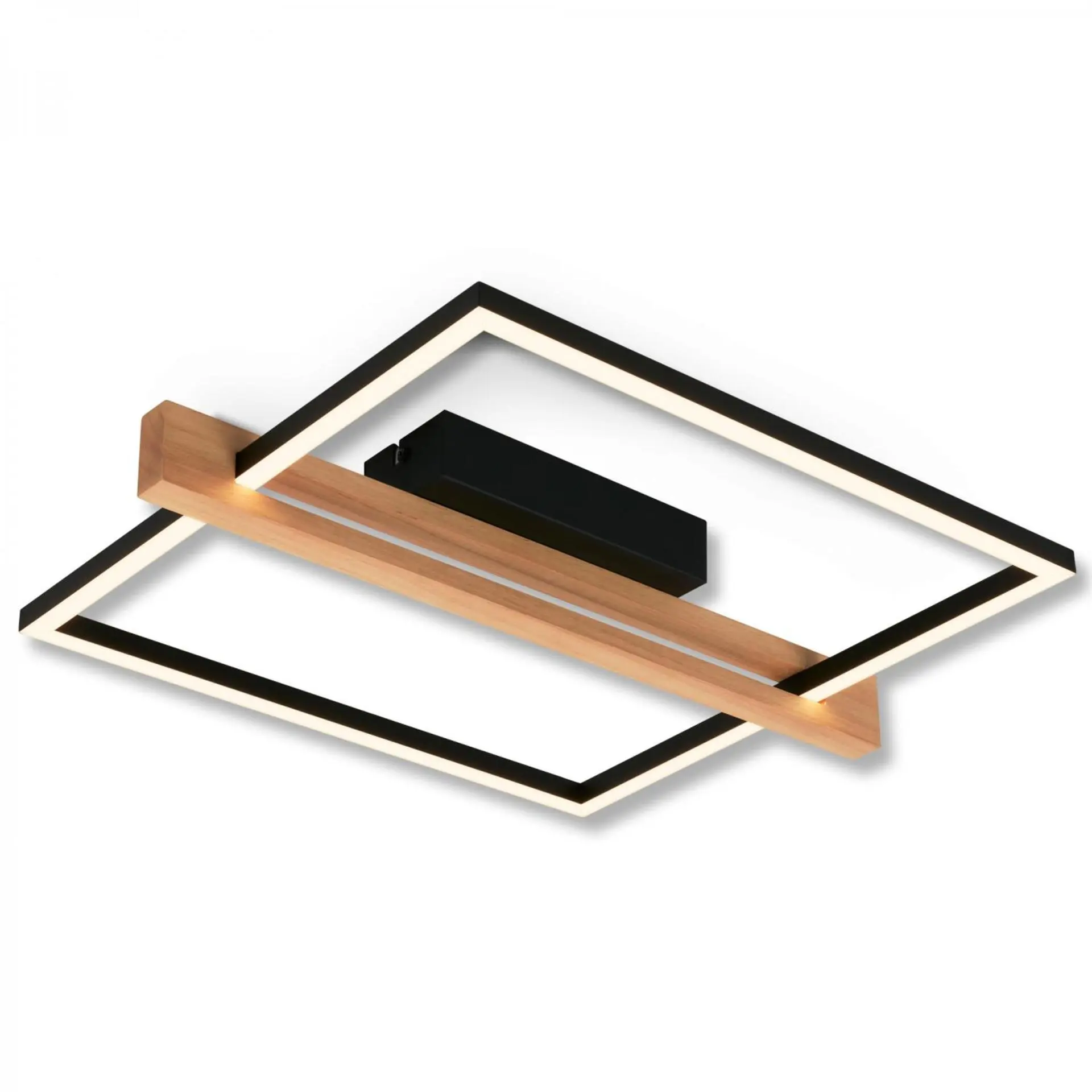 BRILONER Moldura LED stropní svítidlo, stmívatelné, paměťová funkce, 14W, 1650 lm, černá/dřevo 3842014
