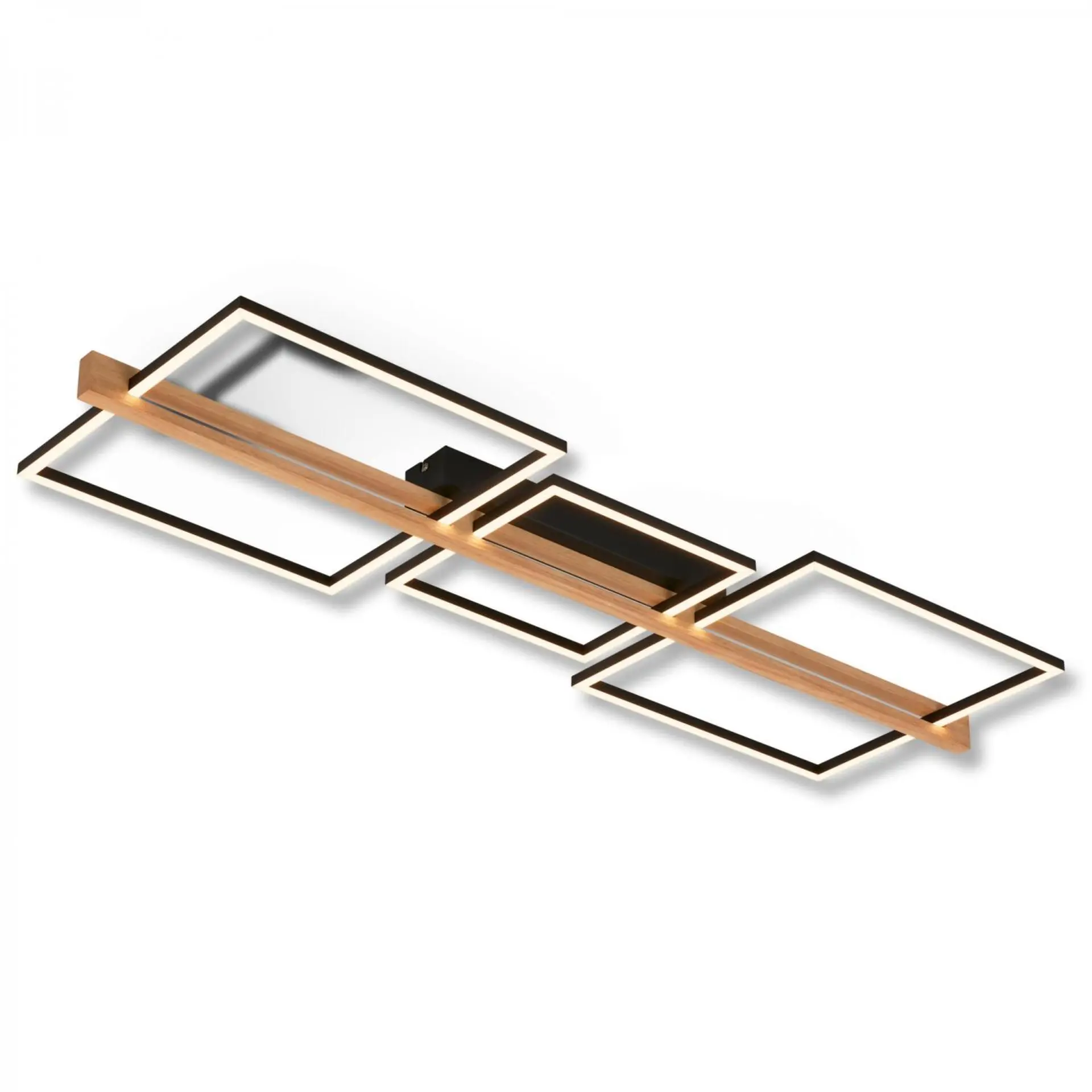 BRILONER Moldura LED stropní svítidlo, stmívatelné, paměťová funkce, 38W, 4900 lm, černá/dřevo 3843014