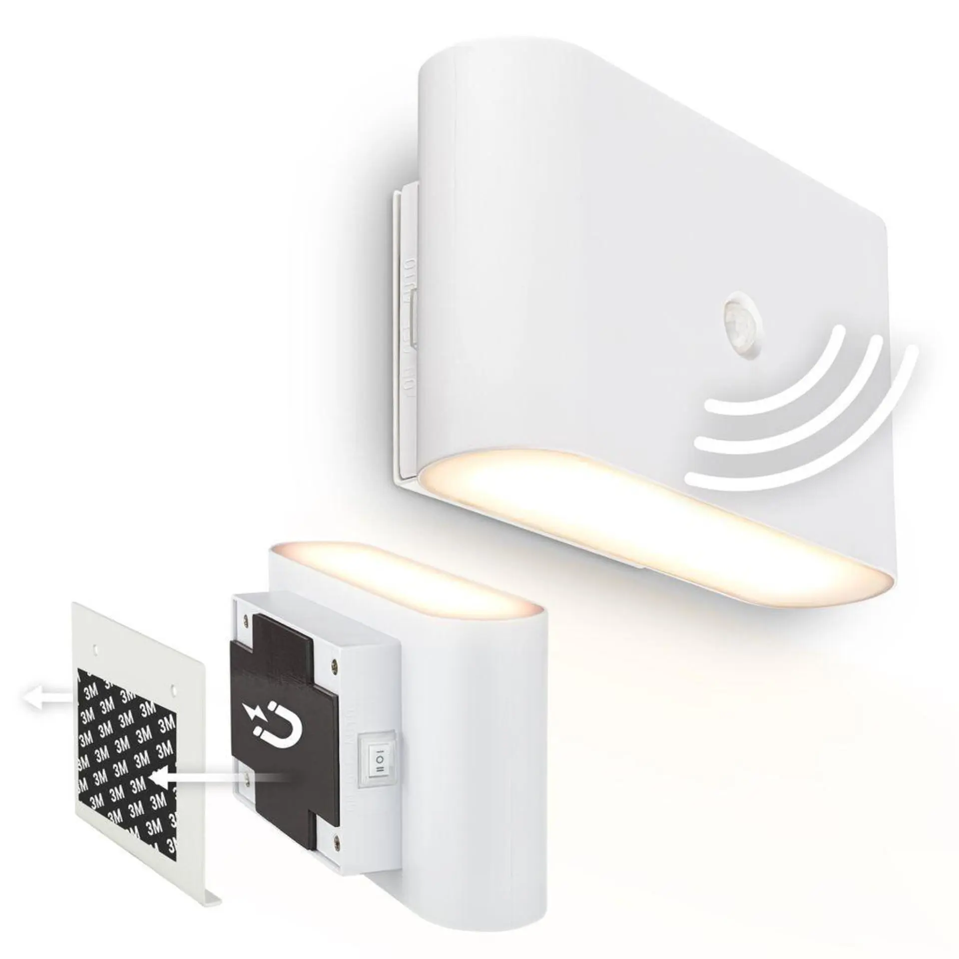 BRILONER Chat nástěnné svítidlo - 3W, 270lm, bezdrátová, LED, s pohybovým čidlem, bílé 3878016