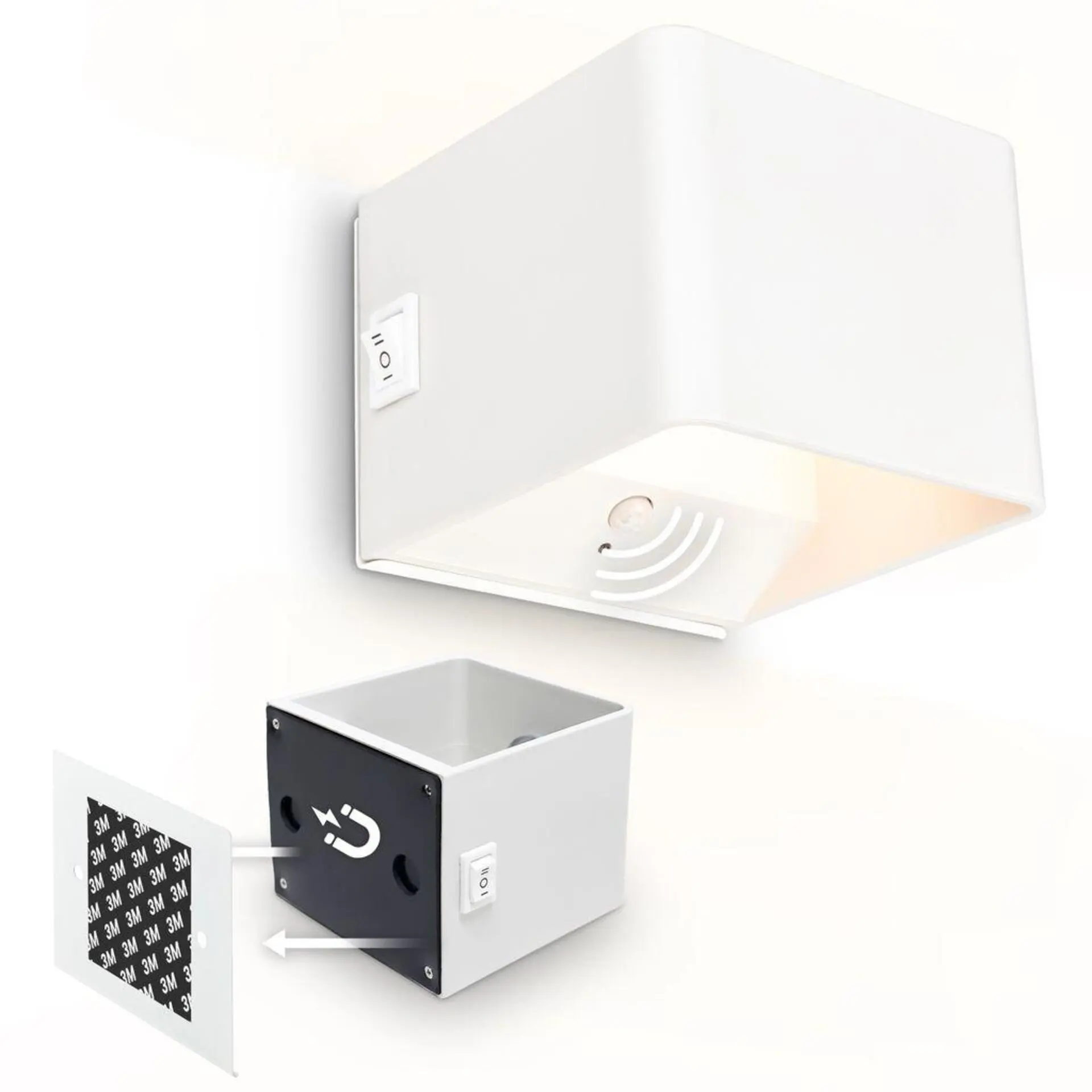 BRILONER Borra nástěnné svítidlo - 1,5W, 100lm, bezdrátové, LED, s pohybovým čidlem, bílé 3879016