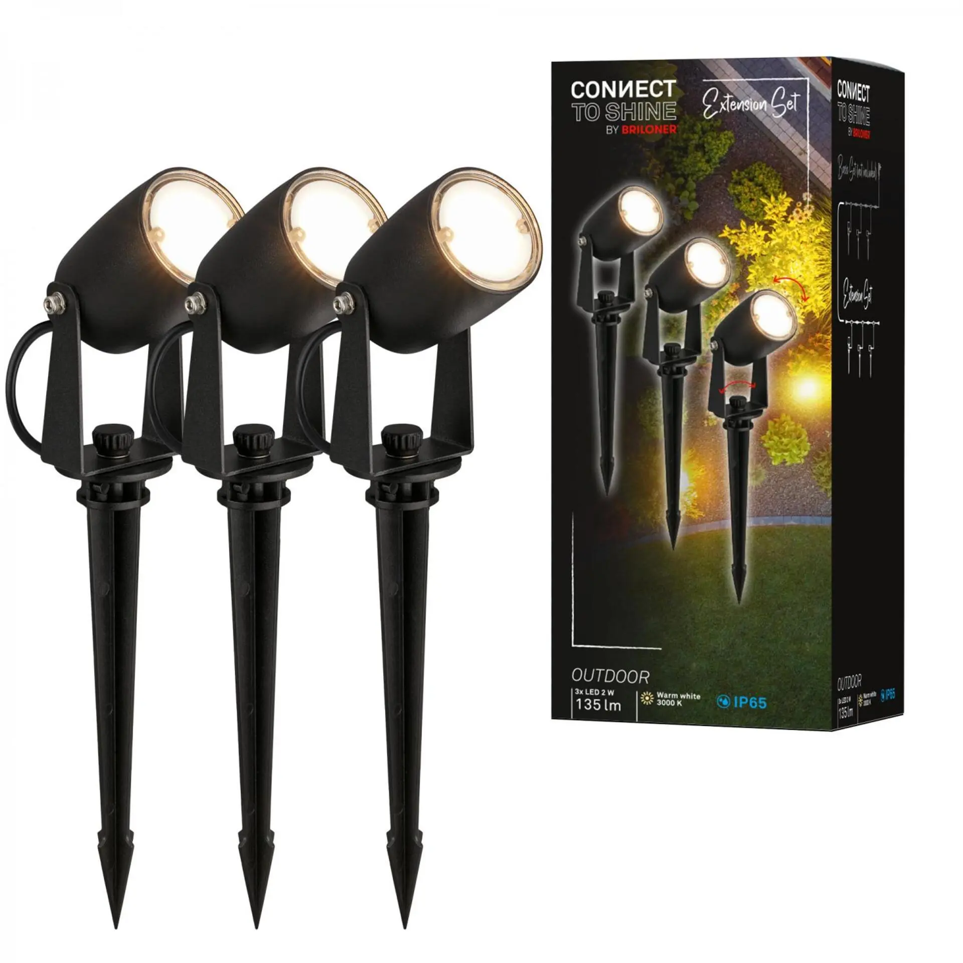 BRILONER CONNECT TO SHINE prodlužovací sada Iris sada 3ks LED zahradních bodových svítidel, IP65 3928035