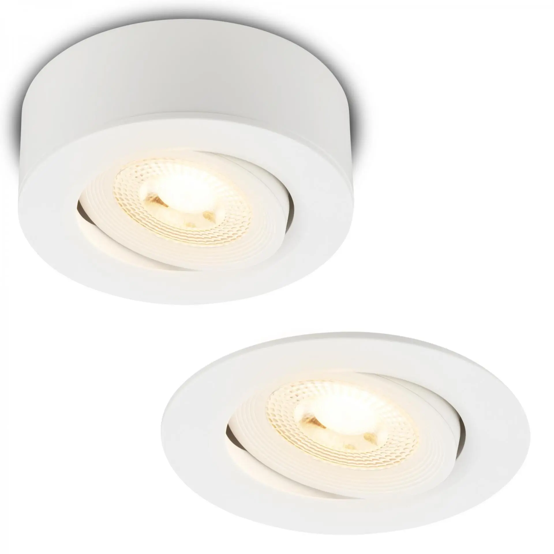 BRILONER LED vestavné / přisazené bodové svítidlo – pr.90mm, 5W, 230V, teplá bílá, nastavitelné, bílé 7991016