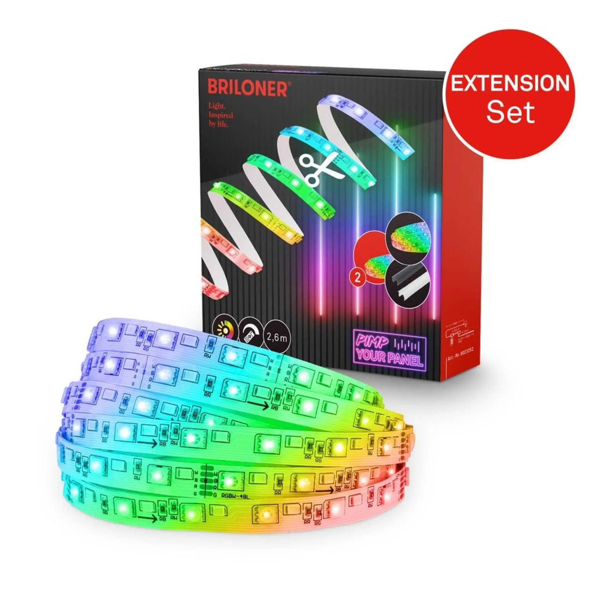 BRILONER Prodlužovací sada RGBW pro nástěnný panel – 260cm RGB LED pásek 8023252