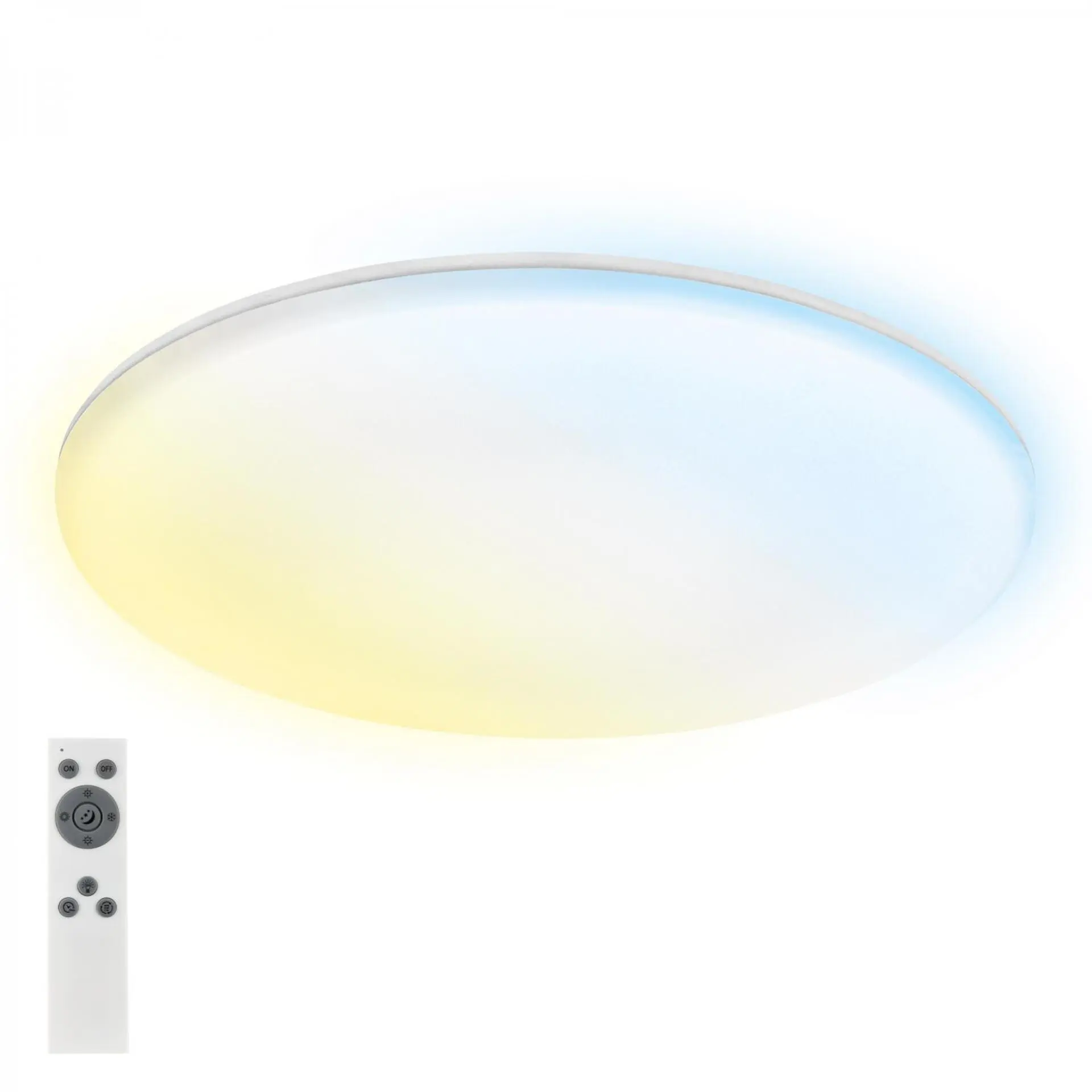 BRILO 3834016 Rowny LED stropní svítidlo do koupelny, dálkový ovladač, stmívatelné, CCT, přímé a nepřímé osvětlení, kruhové 35 cm, bílé - BRILO