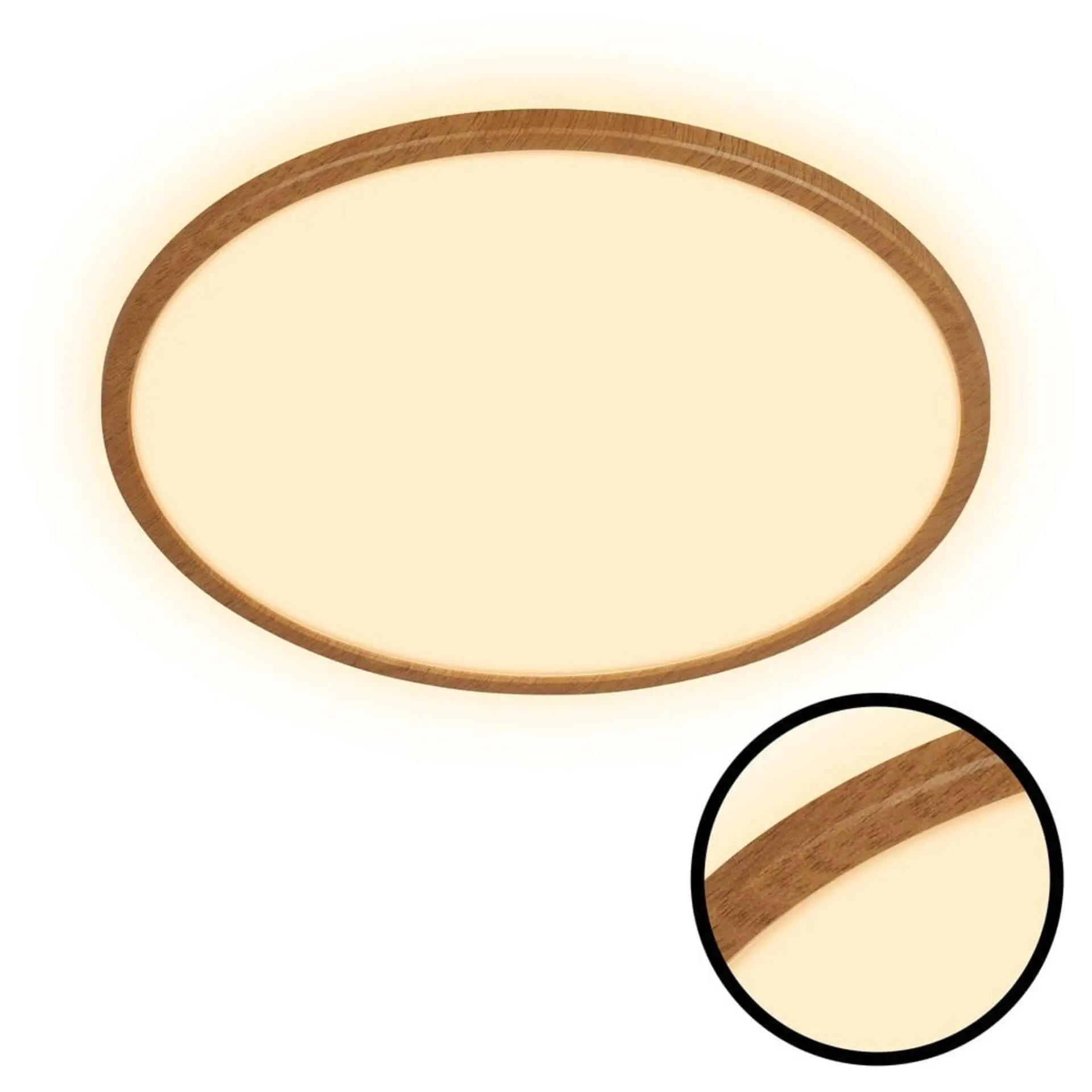 BRILO 7451314 Tava Wood LED stropní svítidlo, přímé a nepřímé osvětlení, ploché, imitace dřeva, kruhové 42 cm - BRILO