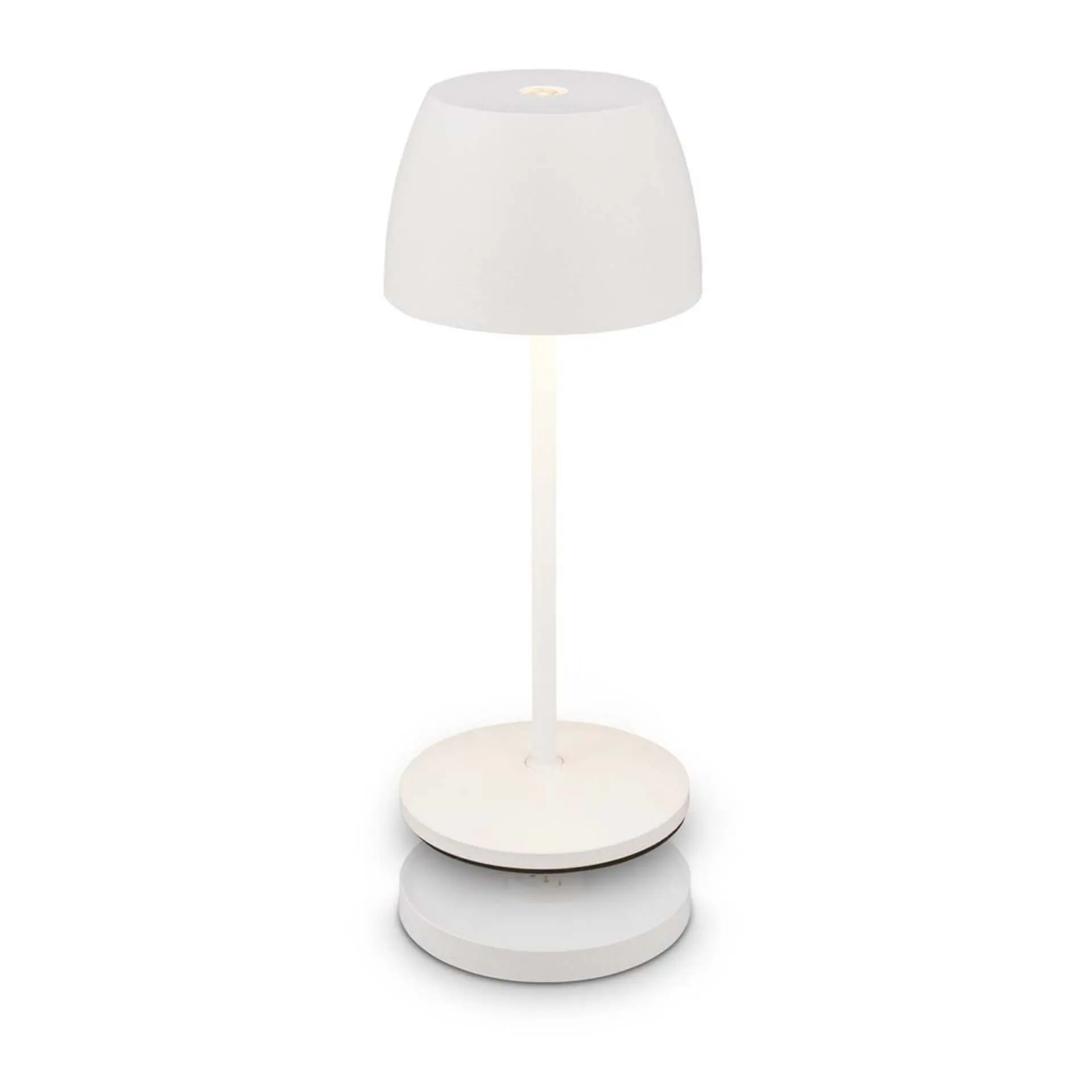 BRILONER Serina Mini LED stolní lampička bezdrátová IP44, stmívatelné, s nabíjecí základnou, bílé 7504016