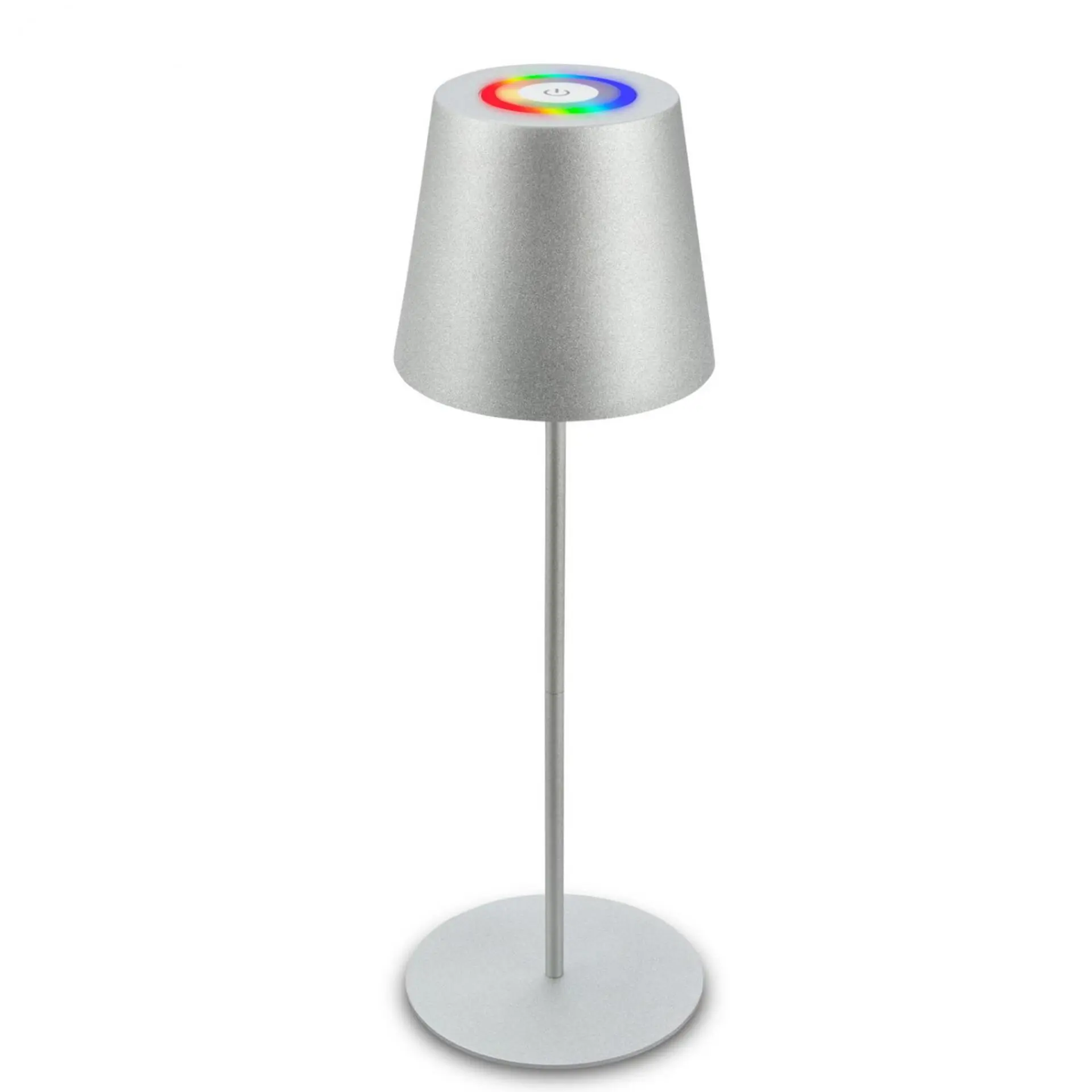 BRILONER Kiki stolní lampička bezdrátová, dotykový vypínač, pestrobarevné RGB+W světlo, nastavitelná výška, matný chrom 7507014