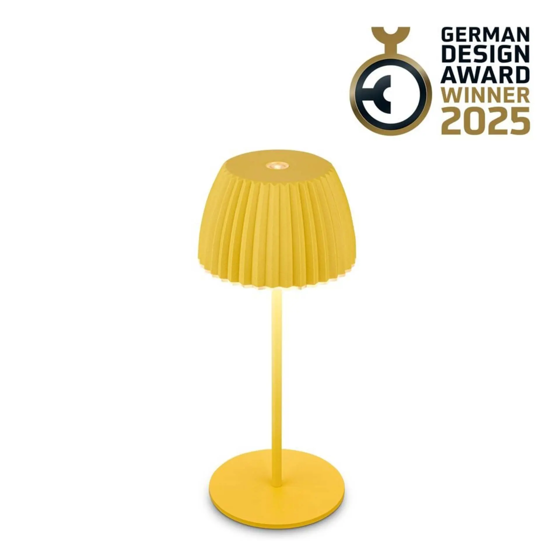 BRILO 7552017 Nabíjecí stolní lampa Riffle Mini - 20 cm, 1,5W, 150lm, bezdrátová, LED, stmívatelné, dotykový vypínač, žlutá - BRILO