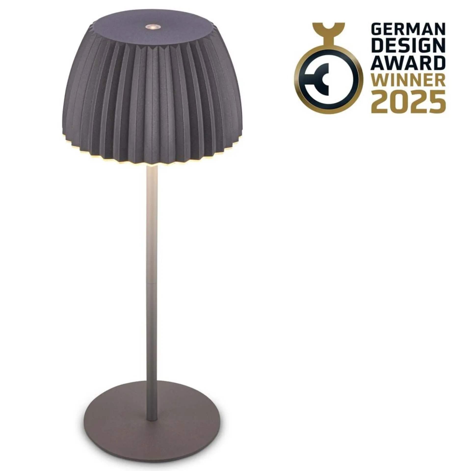 BRILO 7553015 Nabíjecí stolní lampa Riffle - 36,5 cm, 2W, 200lm, IP44, bezdrátová, LED, stmívatelná, dotykový vypínač, antracit - BRILO
