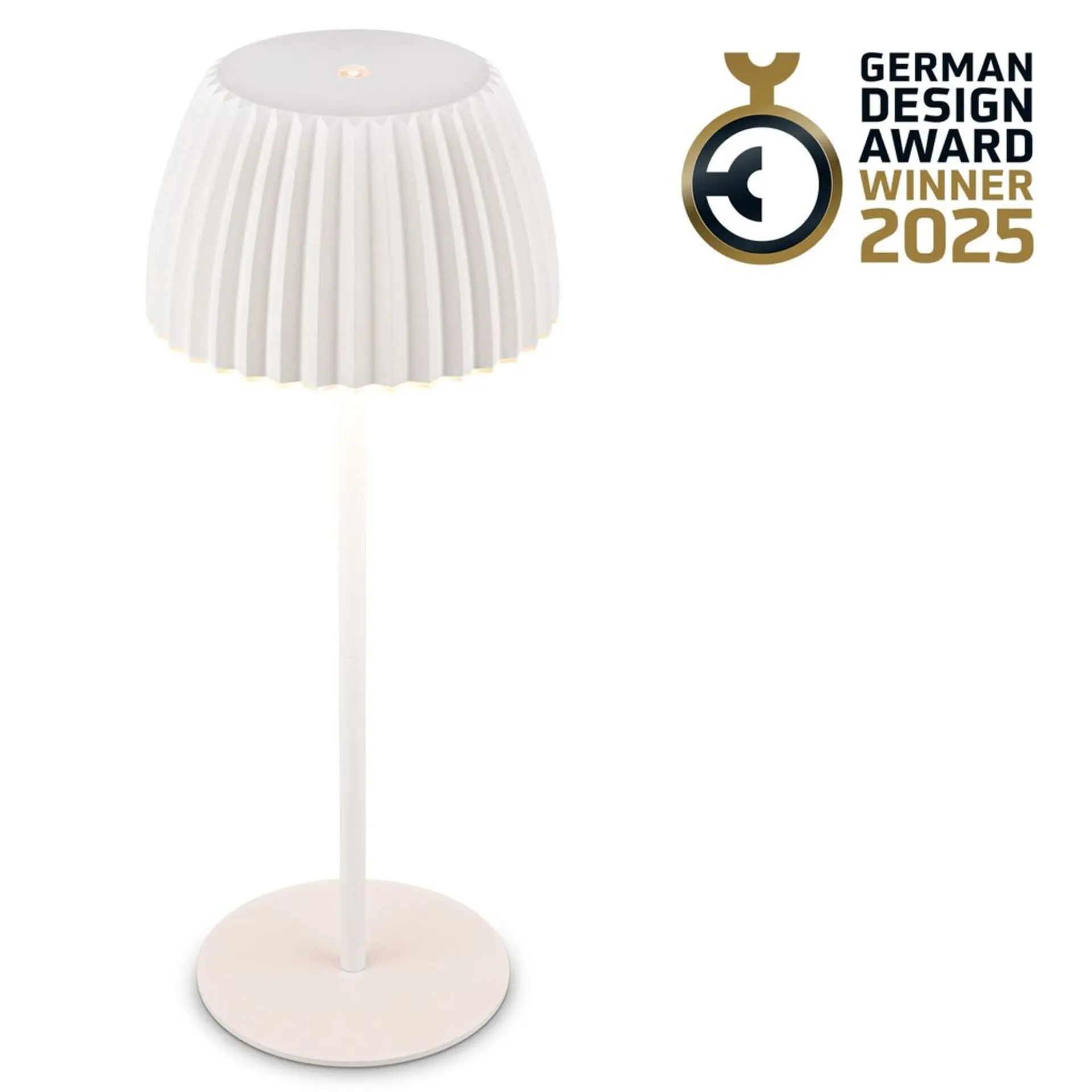 BRILO 7553016 Nabíjecí stolní lampa Riffle - 36,5 cm, 2W, 200lm, IP44, bezdrátová, LED, stmívatelná, dotykový vypínač, bílé - BRILO